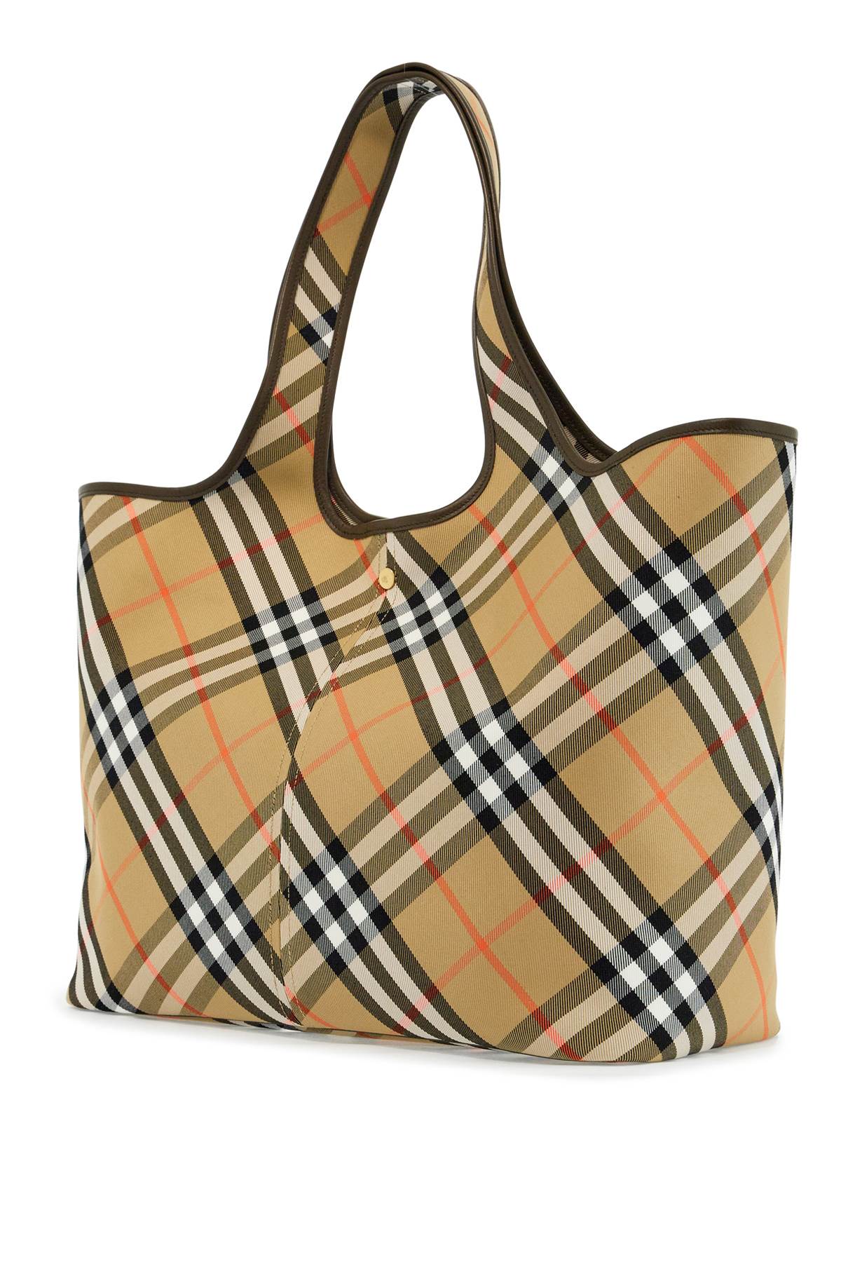 Burberry Medium Check Tote Bag with Leather Trim image 1