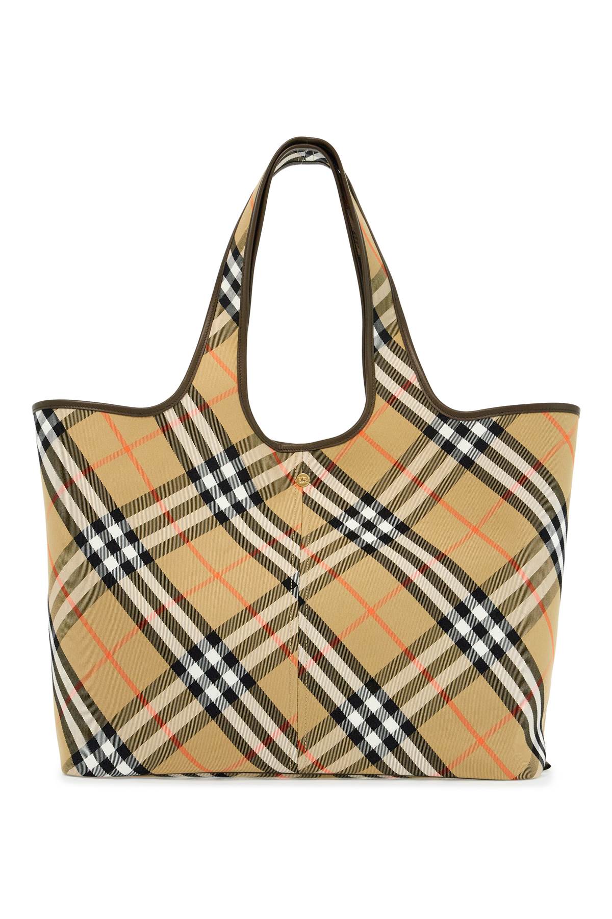 Burberry Medium Check Tote Bag with Leather Trim image 0