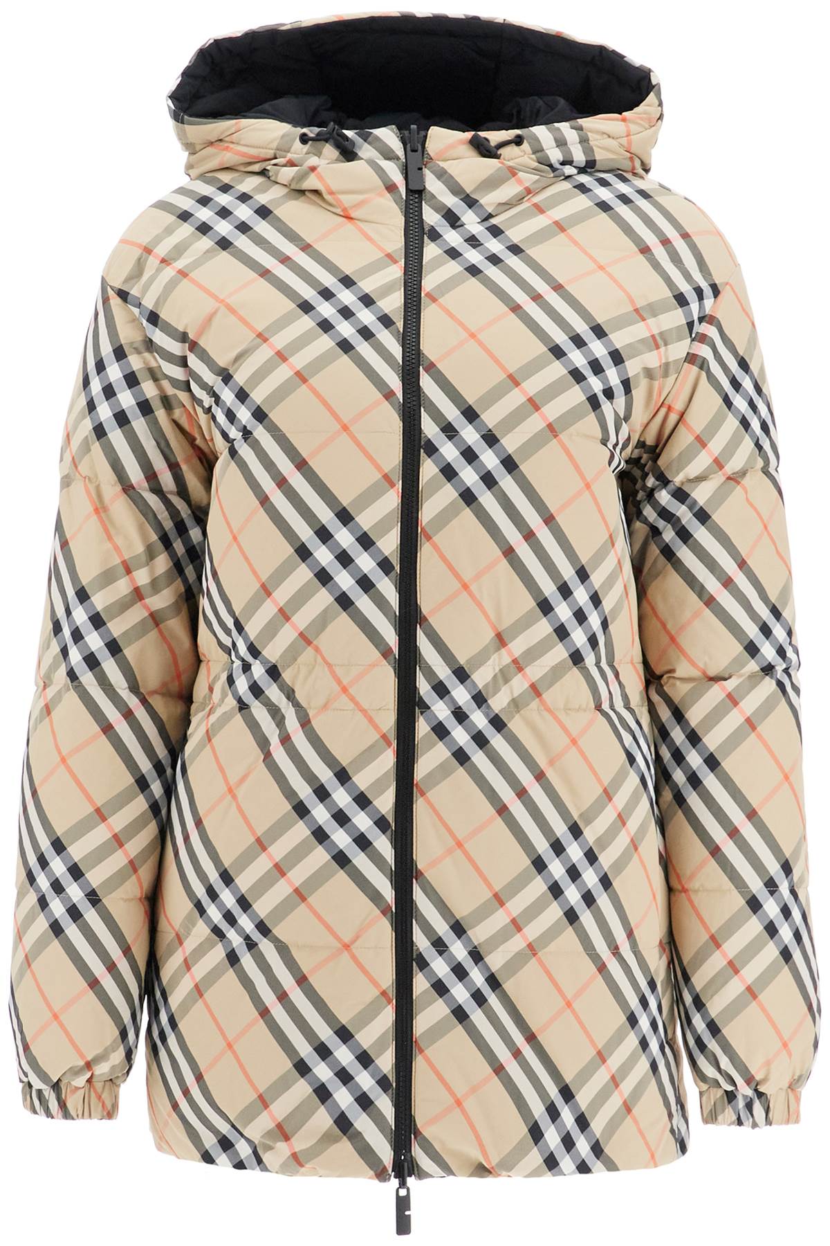 Reversible Burberry Check & Black Down Midi Jacket image 0