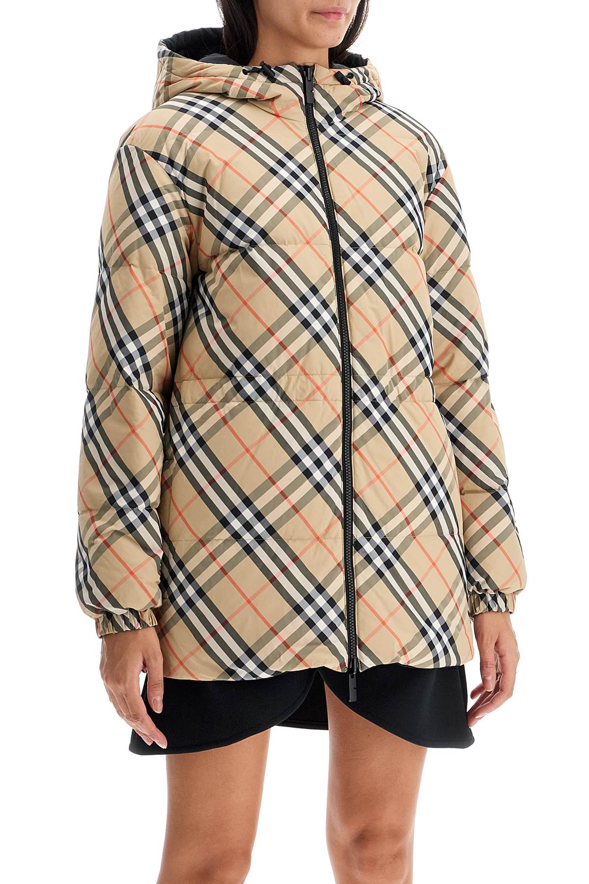 Reversible Burberry Check & Black Down Midi Jacket image 1