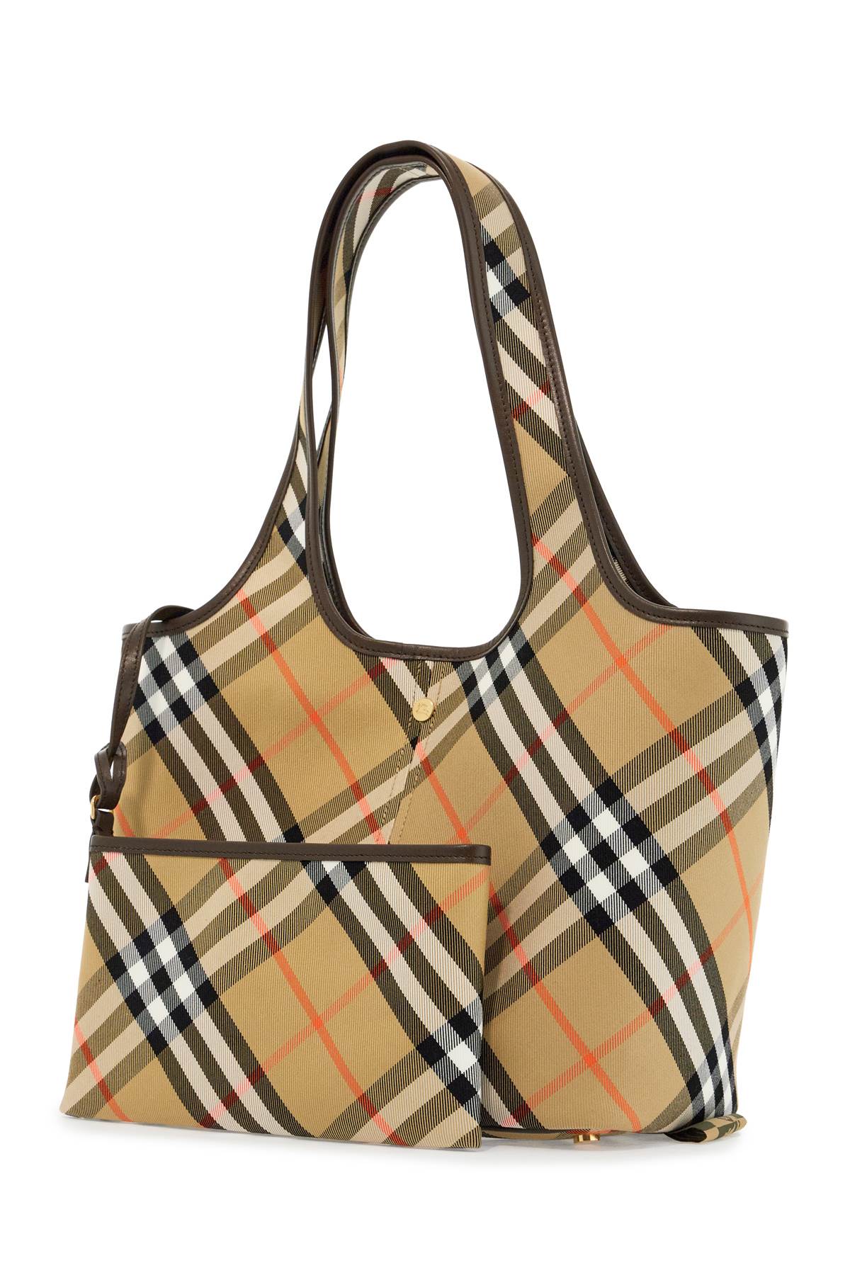 Burberry Small Check Tote Bag with Leather Trim image 2