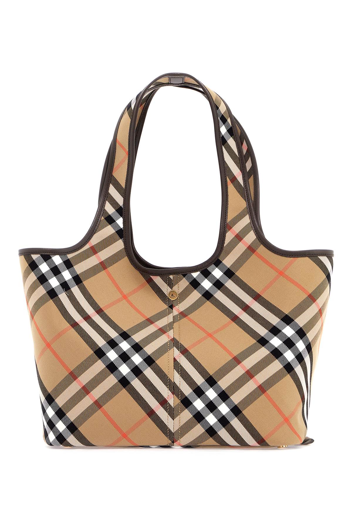 Burberry Small Checked Tote Bag with Leather Trim image 0