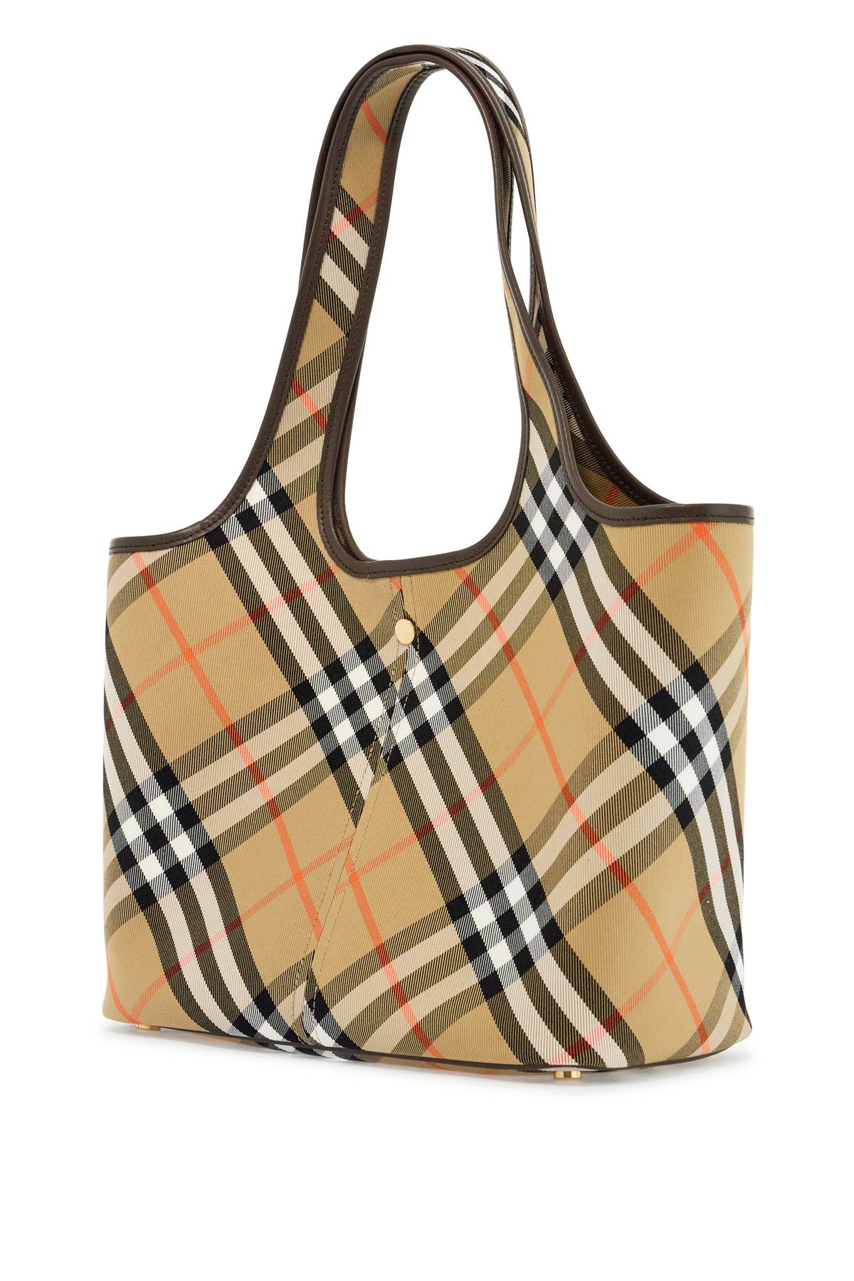 Burberry Small Check Tote Bag with Leather Trim image 1