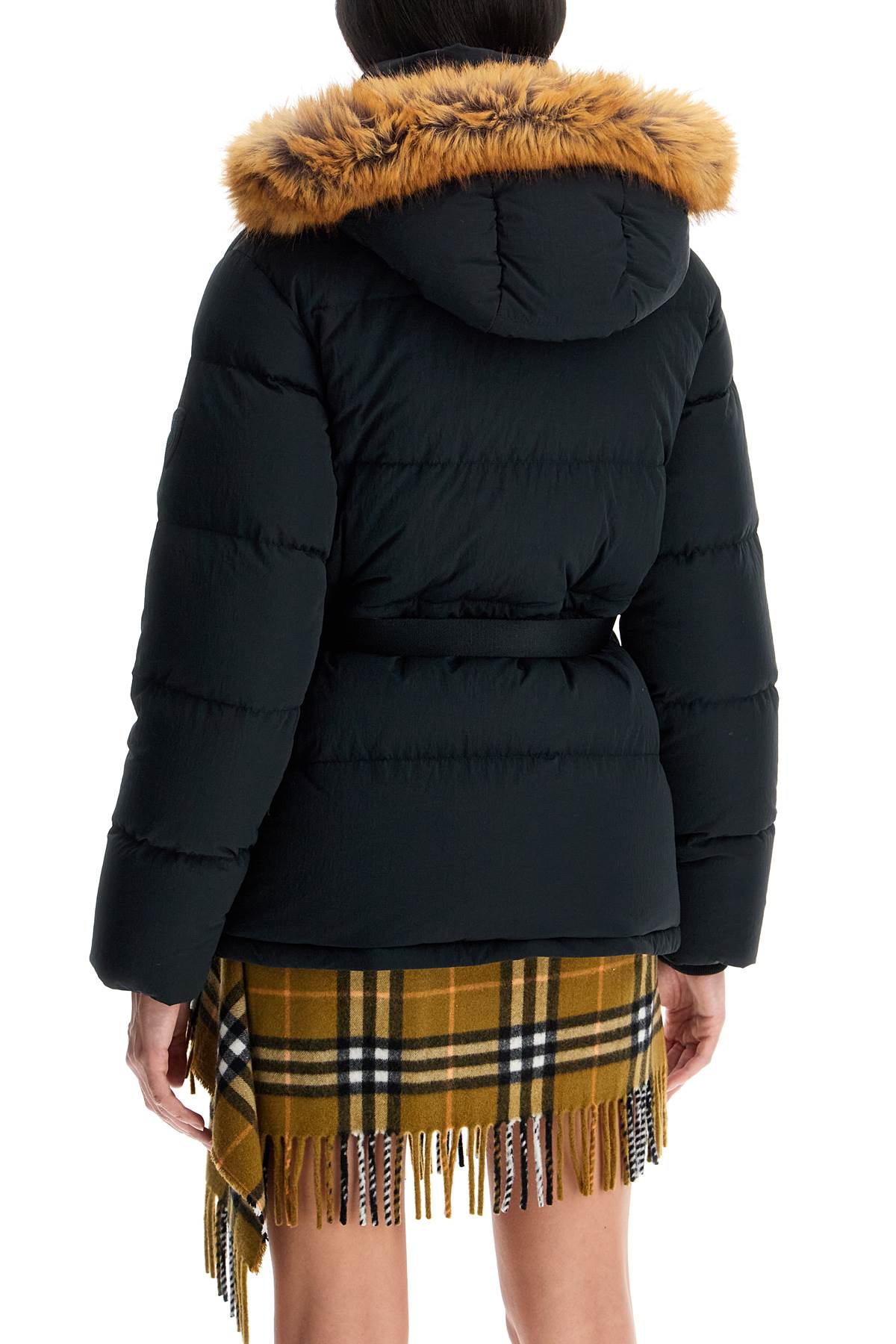 Burberry Short Nylon Down Jacket with Belt and Removable Hood image 2