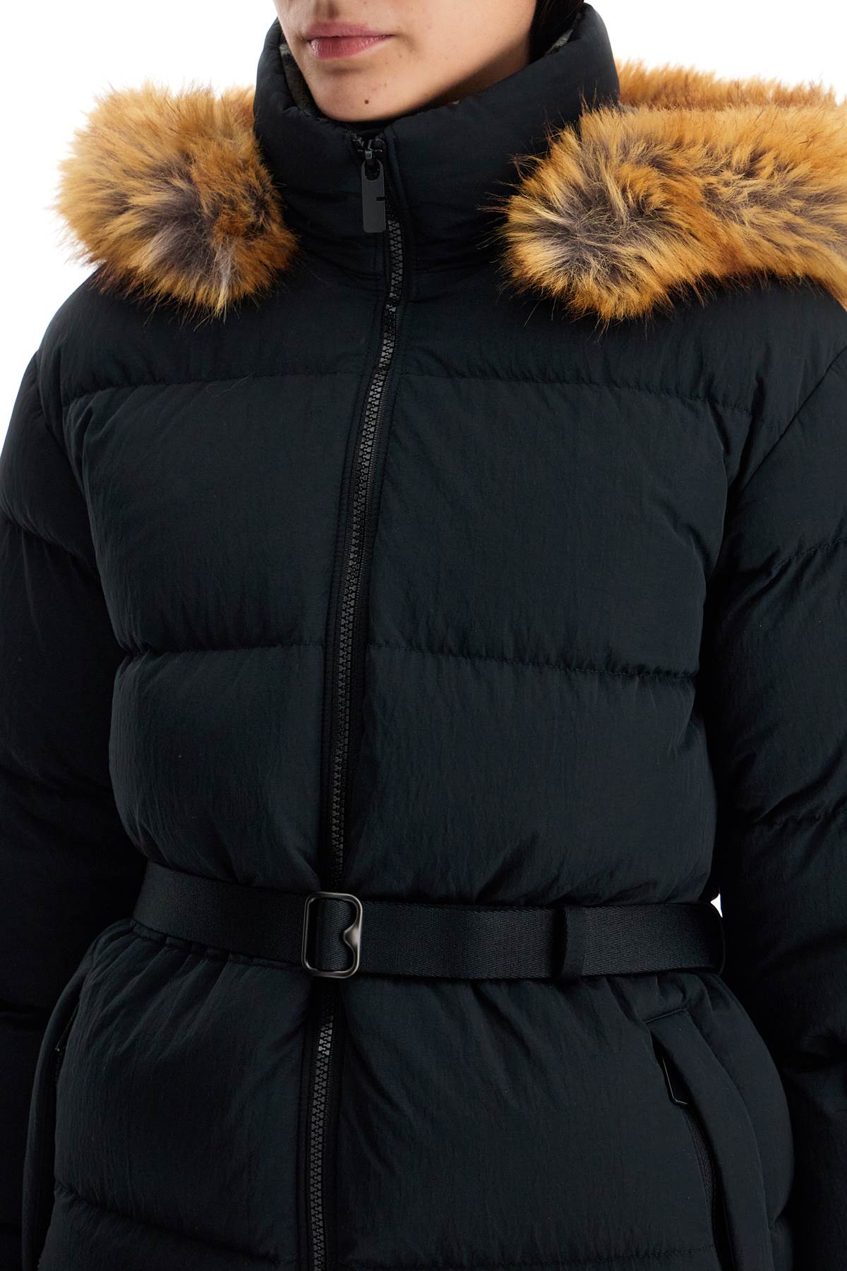 Burberry Short Nylon Down Jacket with Belt and Removable Hood image 3