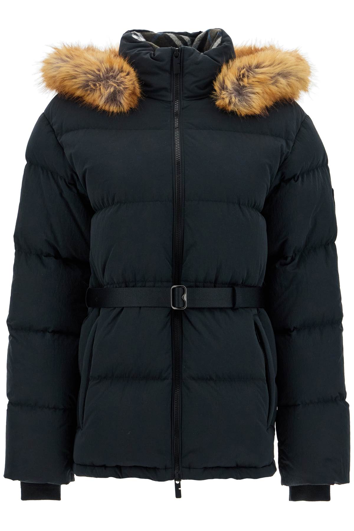 Burberry Short Nylon Down Jacket with Belt and Removable Hood image 0