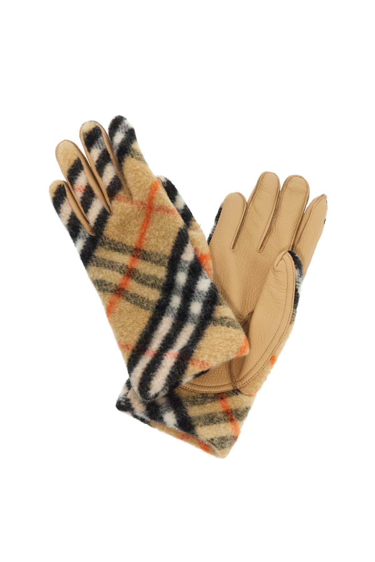 Burberry Wool and Leather Check Gloves for Men image 1