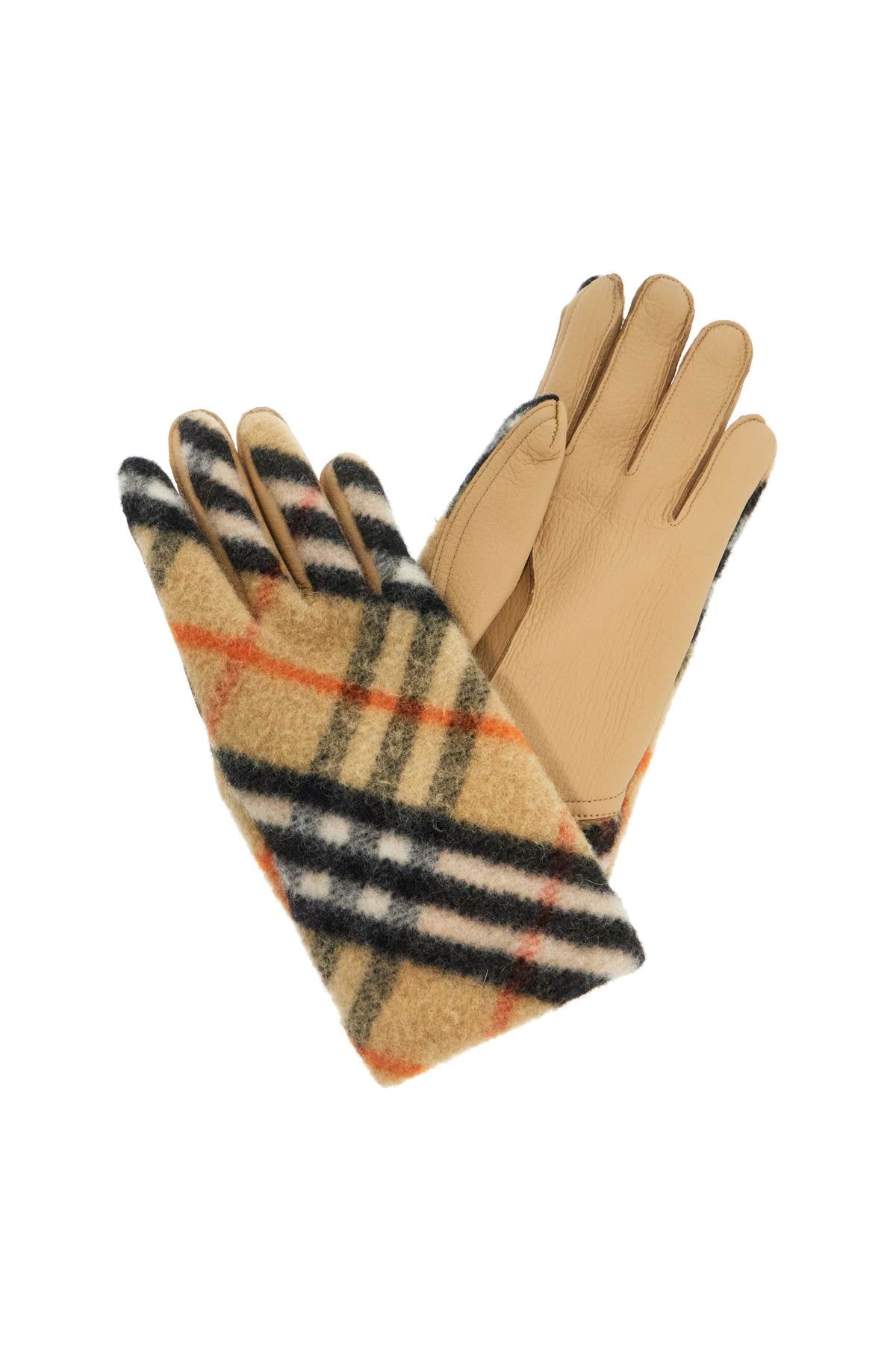 Burberry Wool and Leather Check Gloves for Men image 2