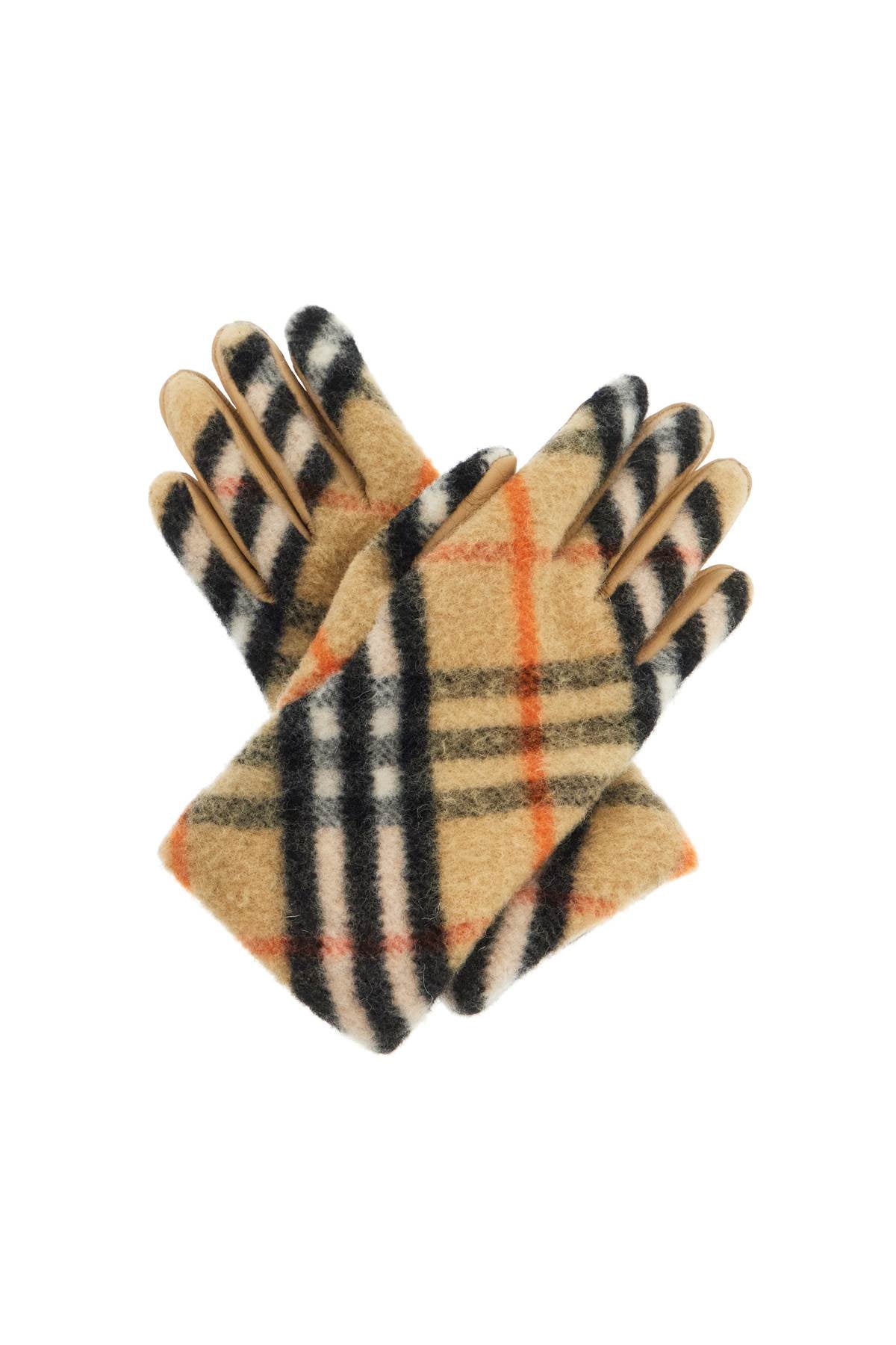 Burberry Wool and Leather Check Gloves for Men image 0