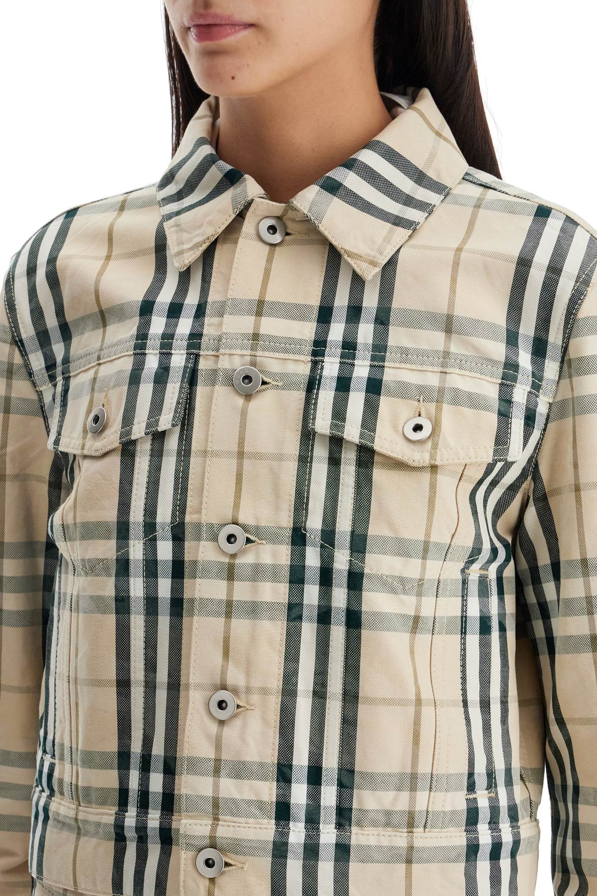 Burberry Cropped Check Cotton Jacket image 3