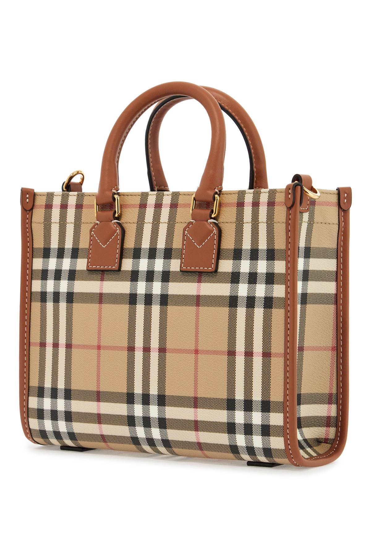 Burberry Freya Mini Tote Bag: Cotton Canvas & Leather image 1