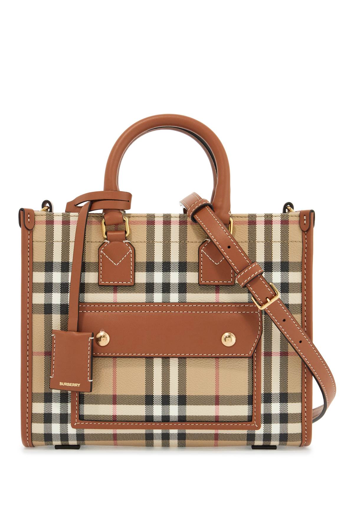 Burberry Freya Mini Tote Bag: Cotton Canvas & Leather image 0