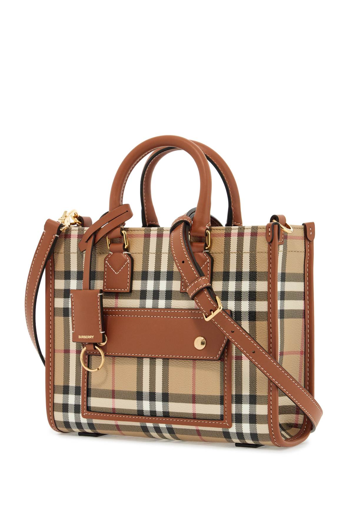 Burberry Freya Mini Tote Bag: Cotton Canvas & Leather image 2