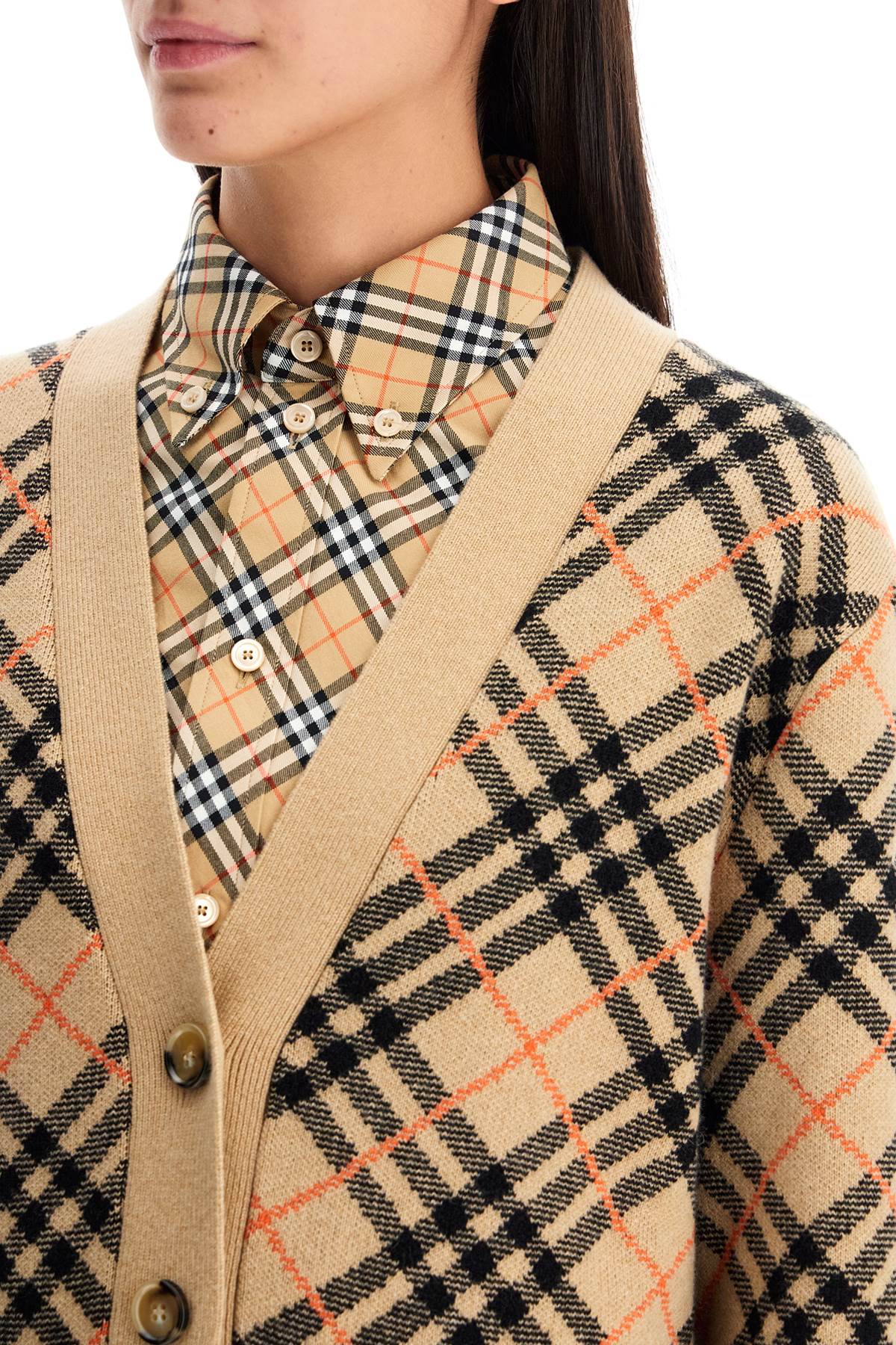 Burberry Cashmere Boxy Cardigan with Check Pattern image 3