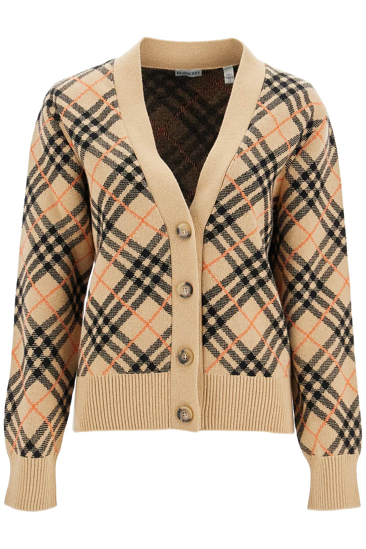 Burberry Cashmere Boxy Cardigan with Check Pattern image 0