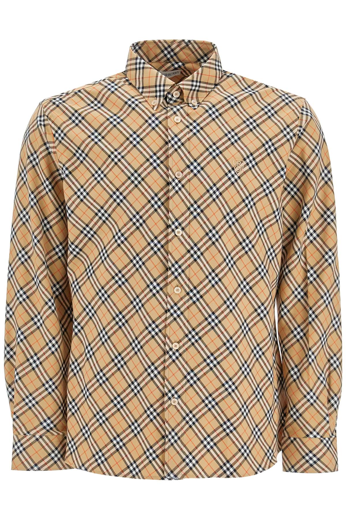 Burberry Check Cotton Shirt with B Shield Embroidery image 0