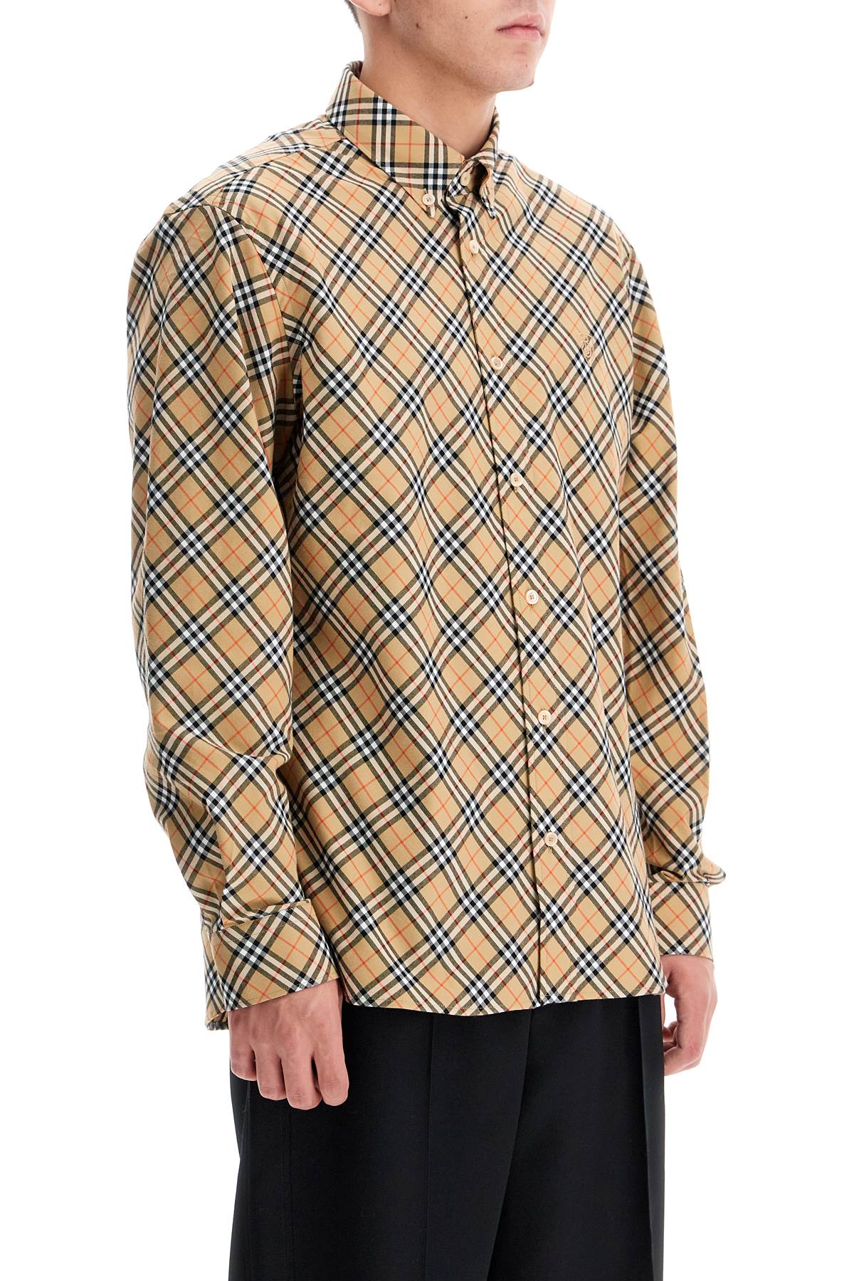 Burberry Check Cotton Shirt with B Shield Embroidery image 1