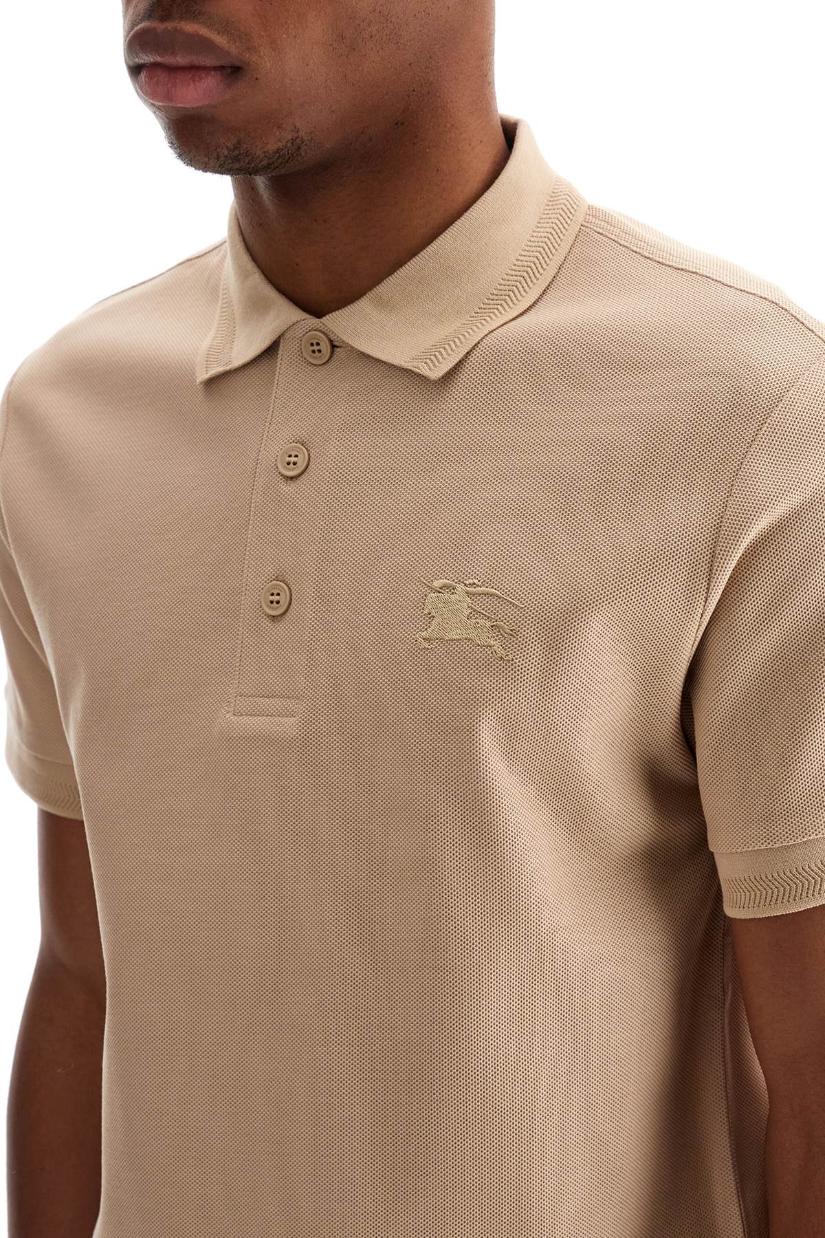 Burberry beige cotton polo with ekd embroidered logo image 3