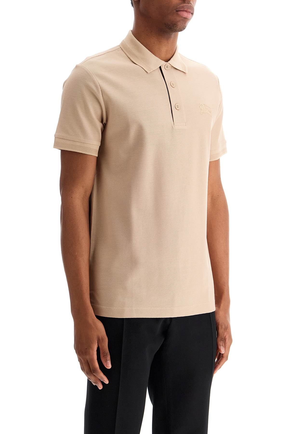 Burberry beige cotton polo with ekd embroidered logo image 1