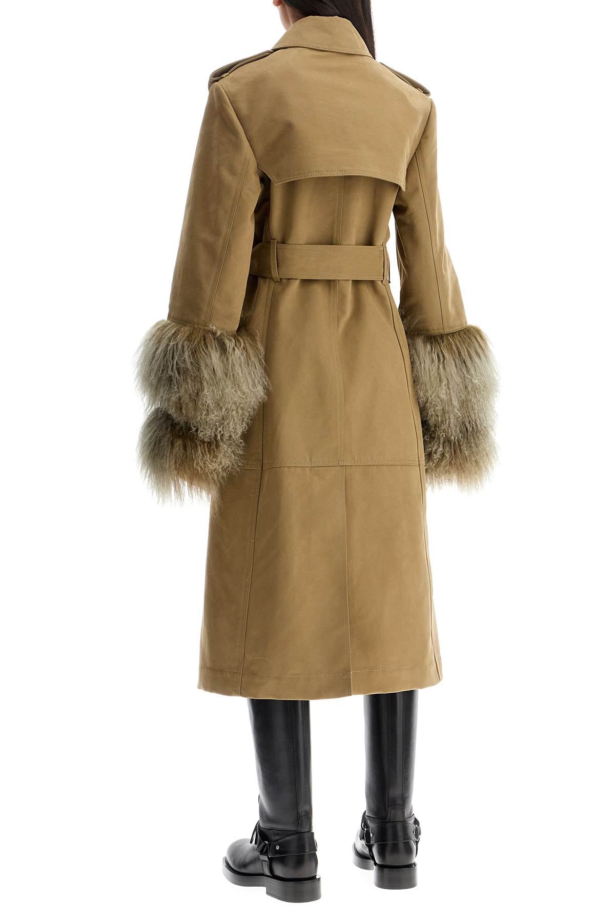 Burberry Long Trench Coat with Shearling Cuffs image 2