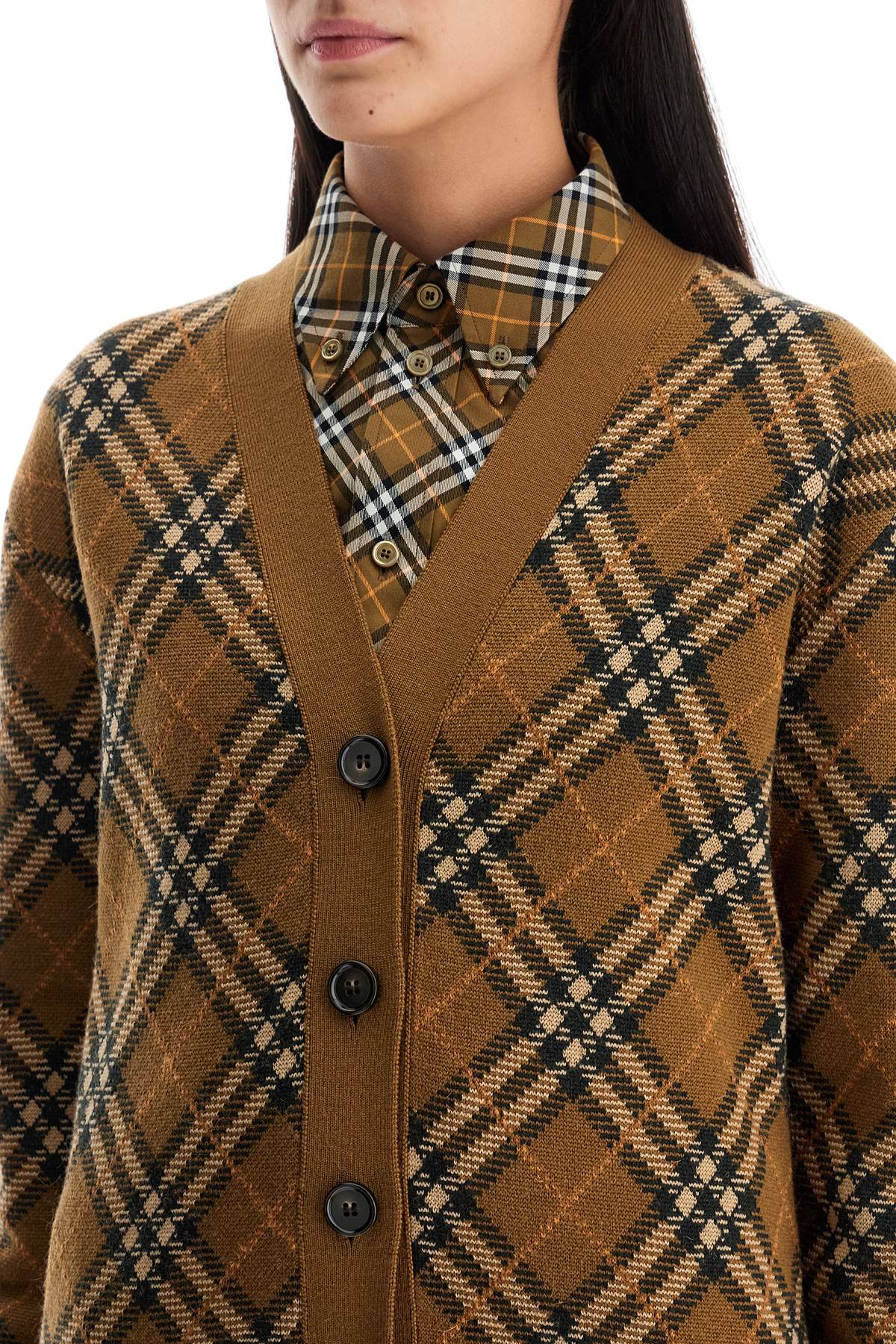 Burberry Wool & Mohair Check Cardigan Sweater image 3