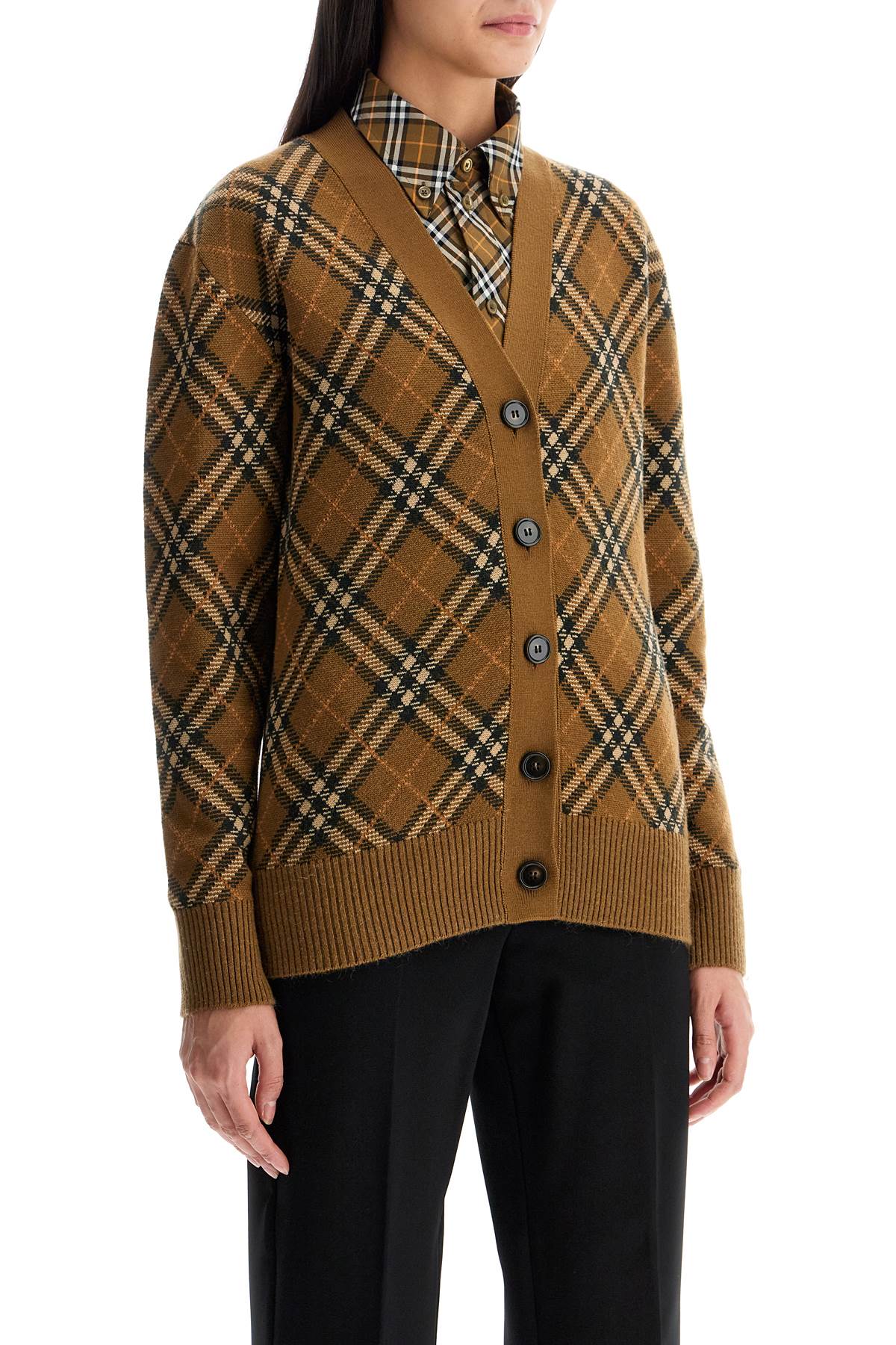 Burberry Wool & Mohair Check Cardigan Sweater image 1