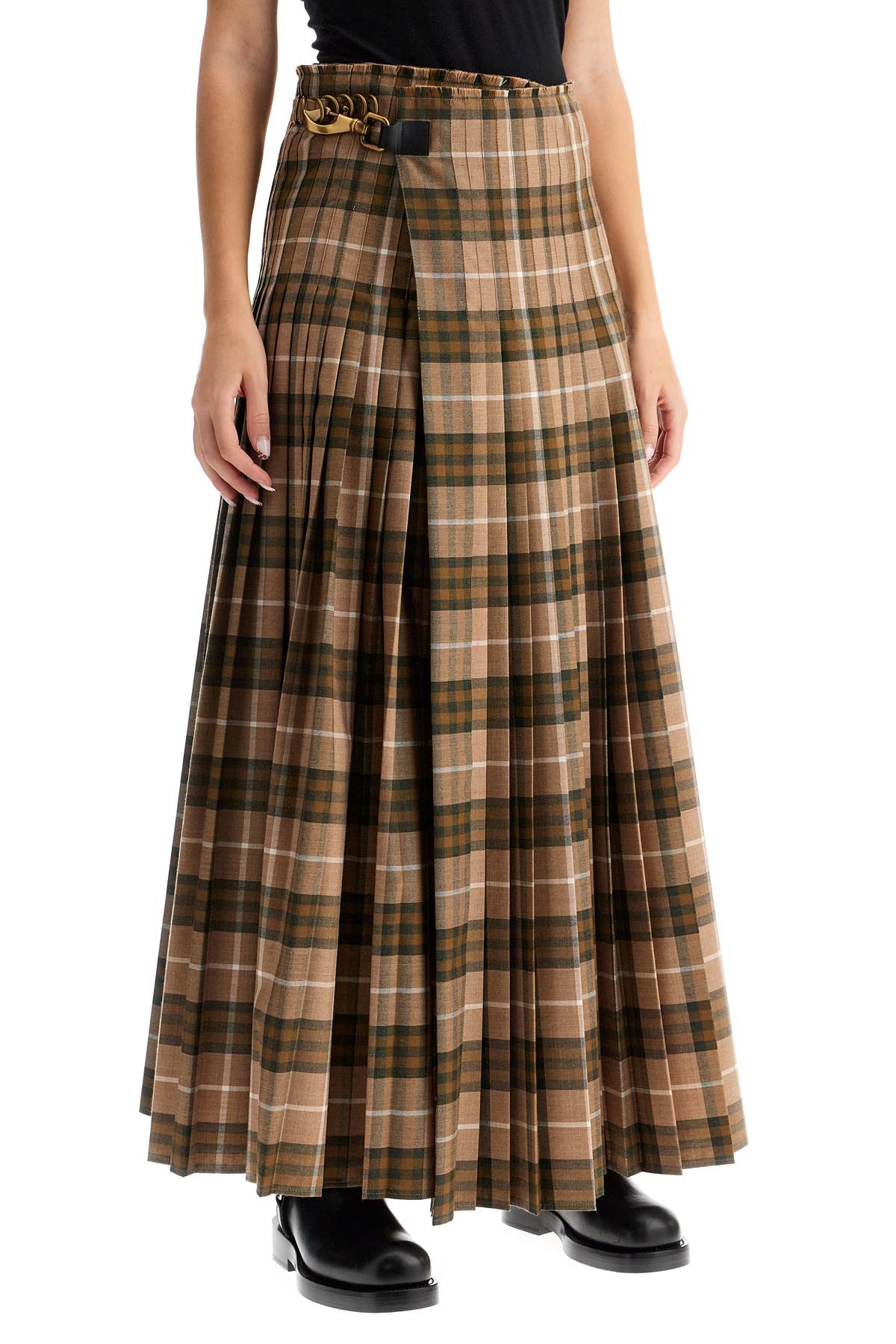 Burberry Check Wool Blend Maxi Kilt Skirt image 1