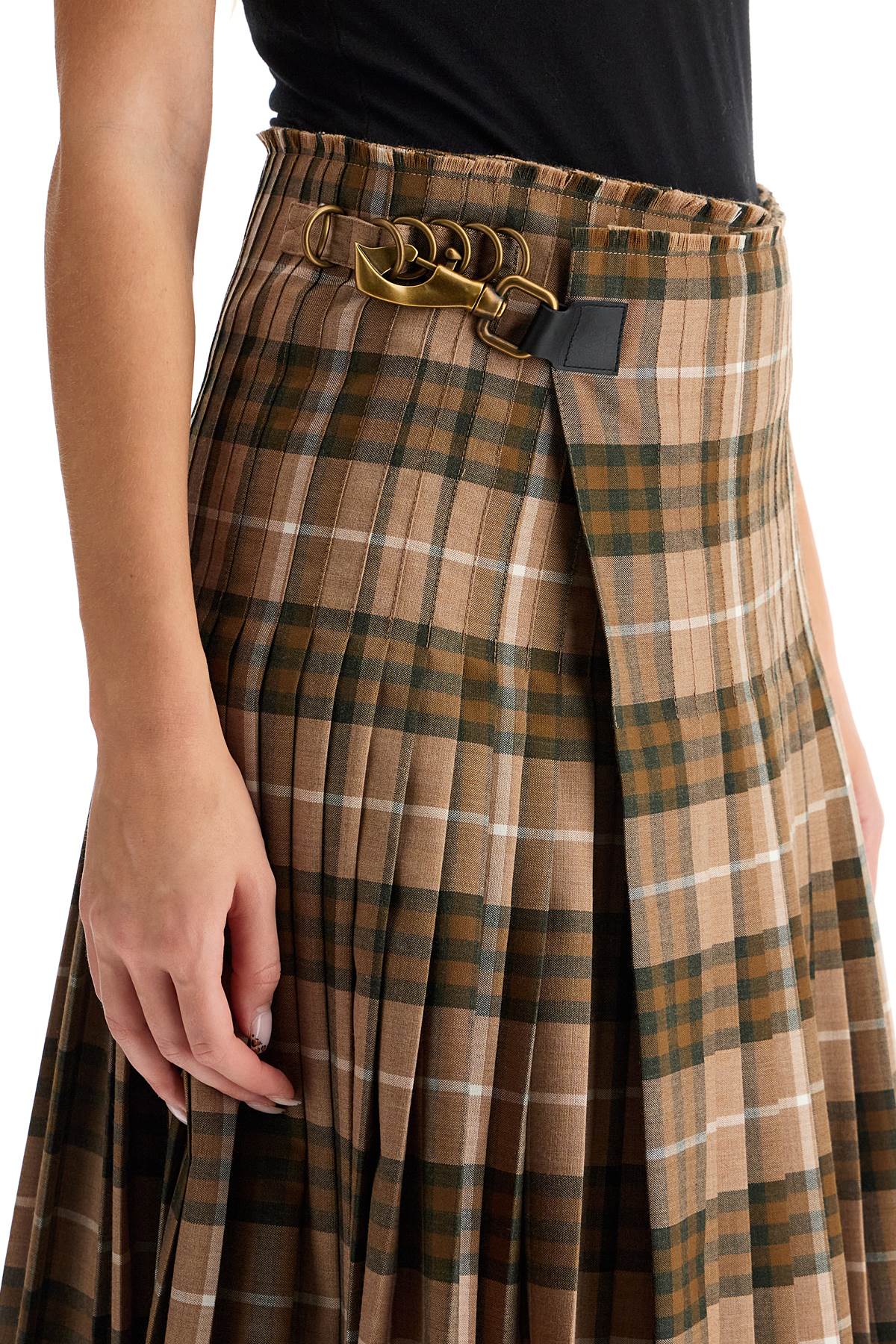 Burberry Check Wool Blend Maxi Kilt Skirt image 3