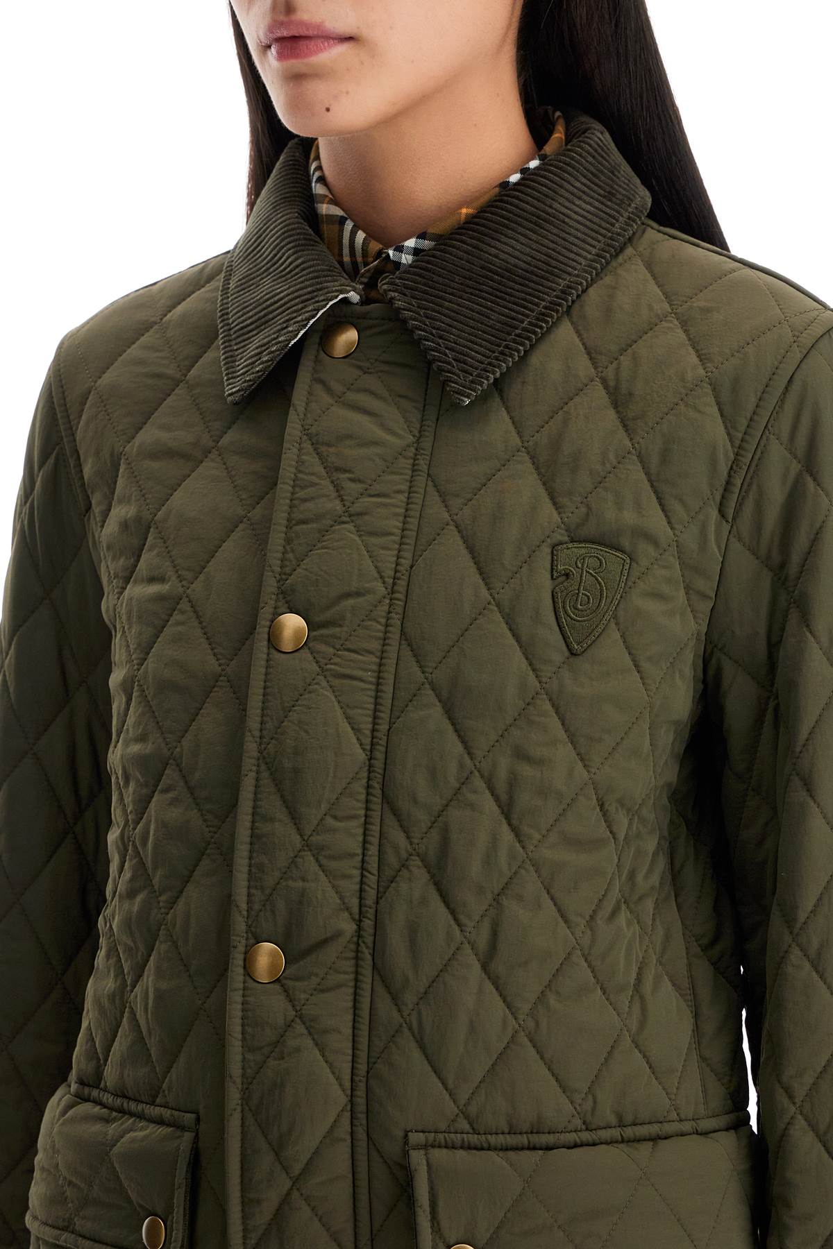 Burberry Diamond Quilted Nylon Jacket with Corduroy Collar image 3