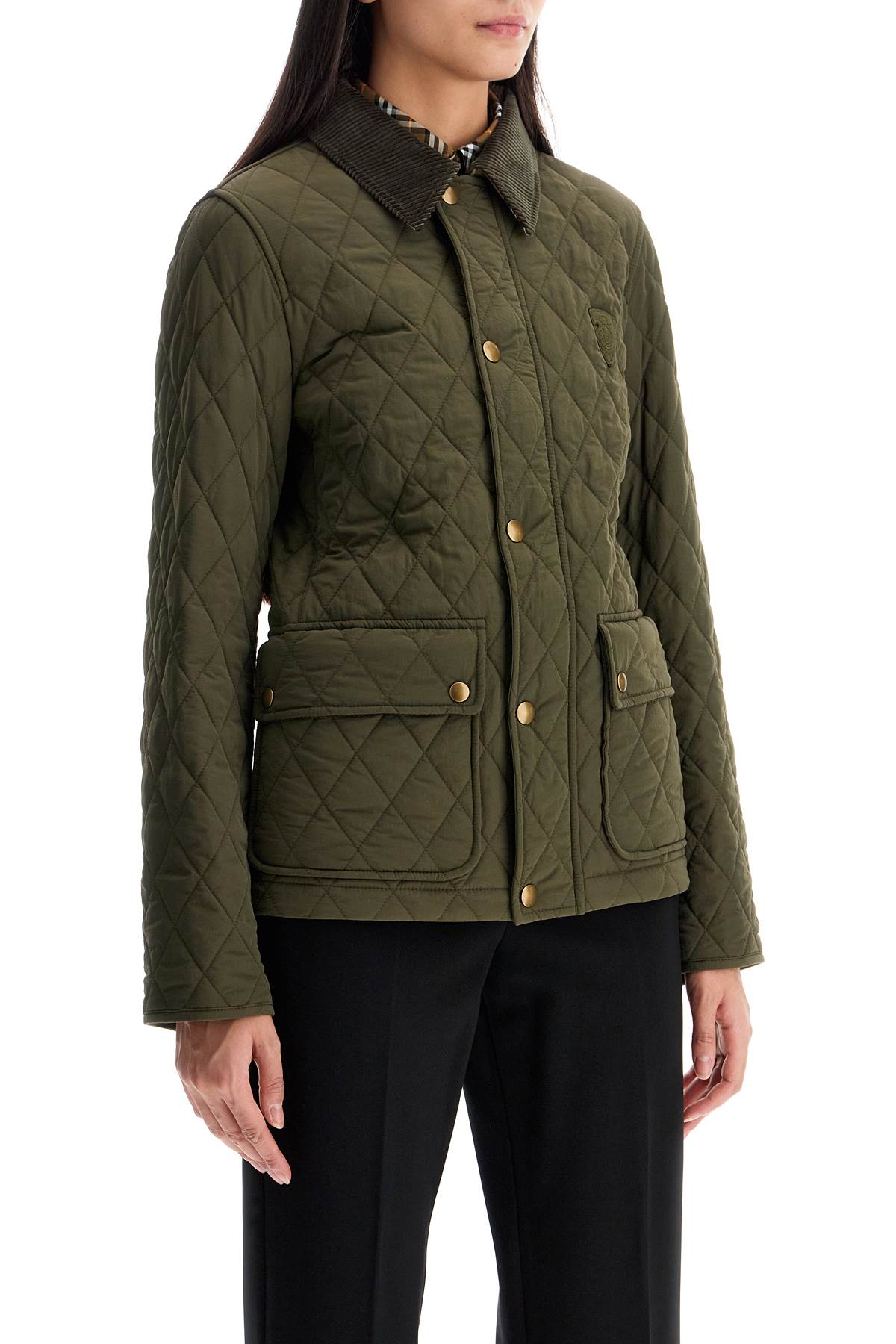 Burberry Diamond Quilted Nylon Jacket with Corduroy Collar image 1