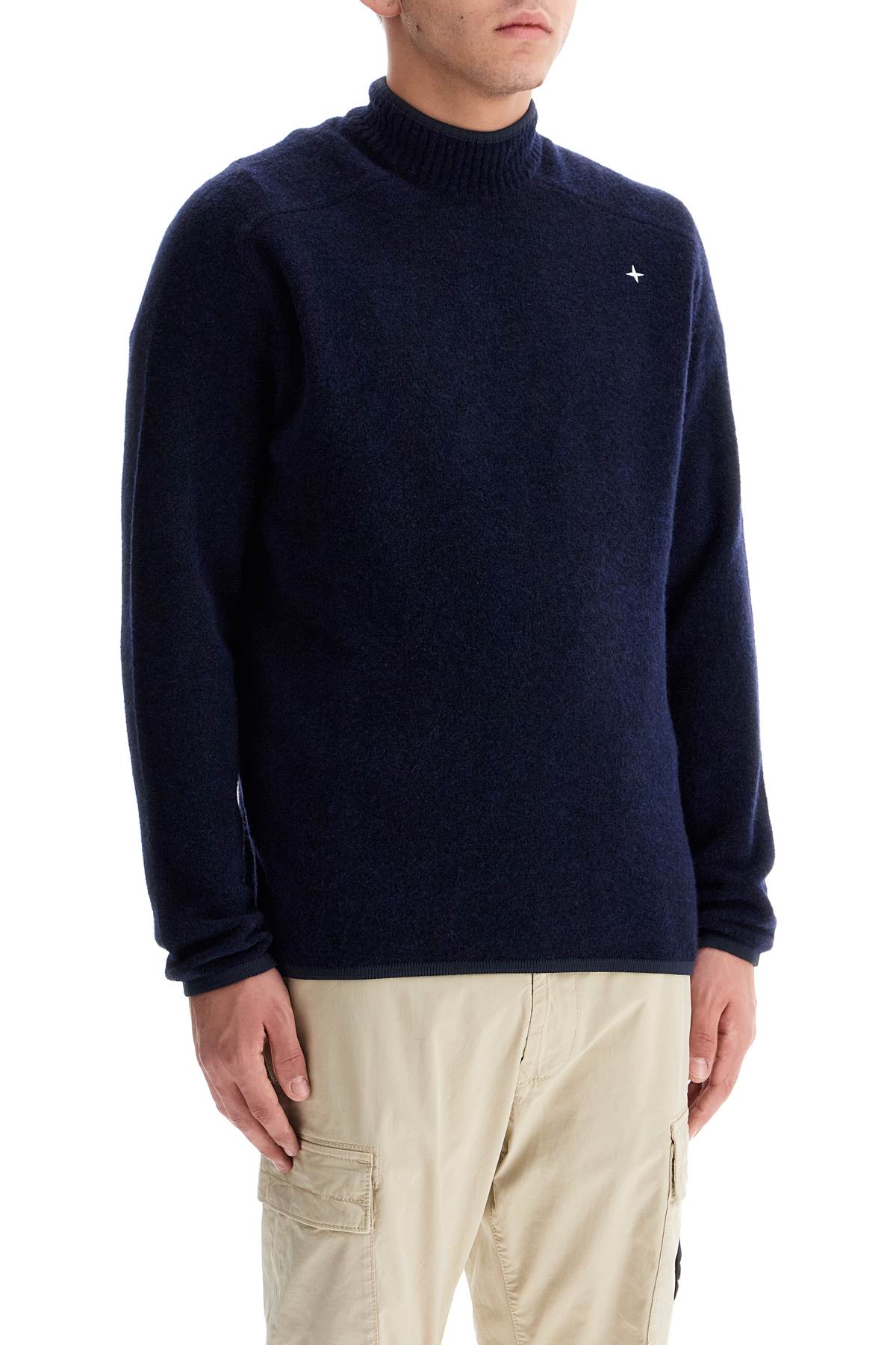 Stone Island Brushed Wool Blend Pullover Sweater with Stellina Logo image 1