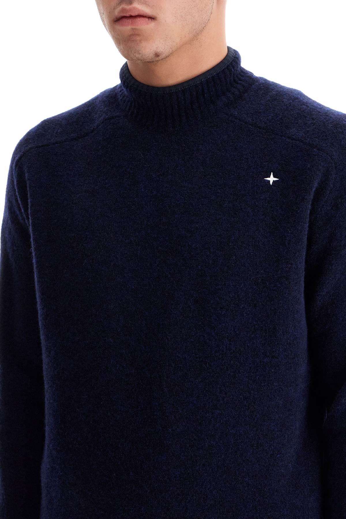 Stone Island Brushed Wool Blend Pullover Sweater with Stellina Logo image 3