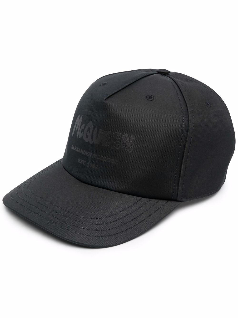 Alexander McQueen Graffiti-Print Baseball Cap - Black image 2