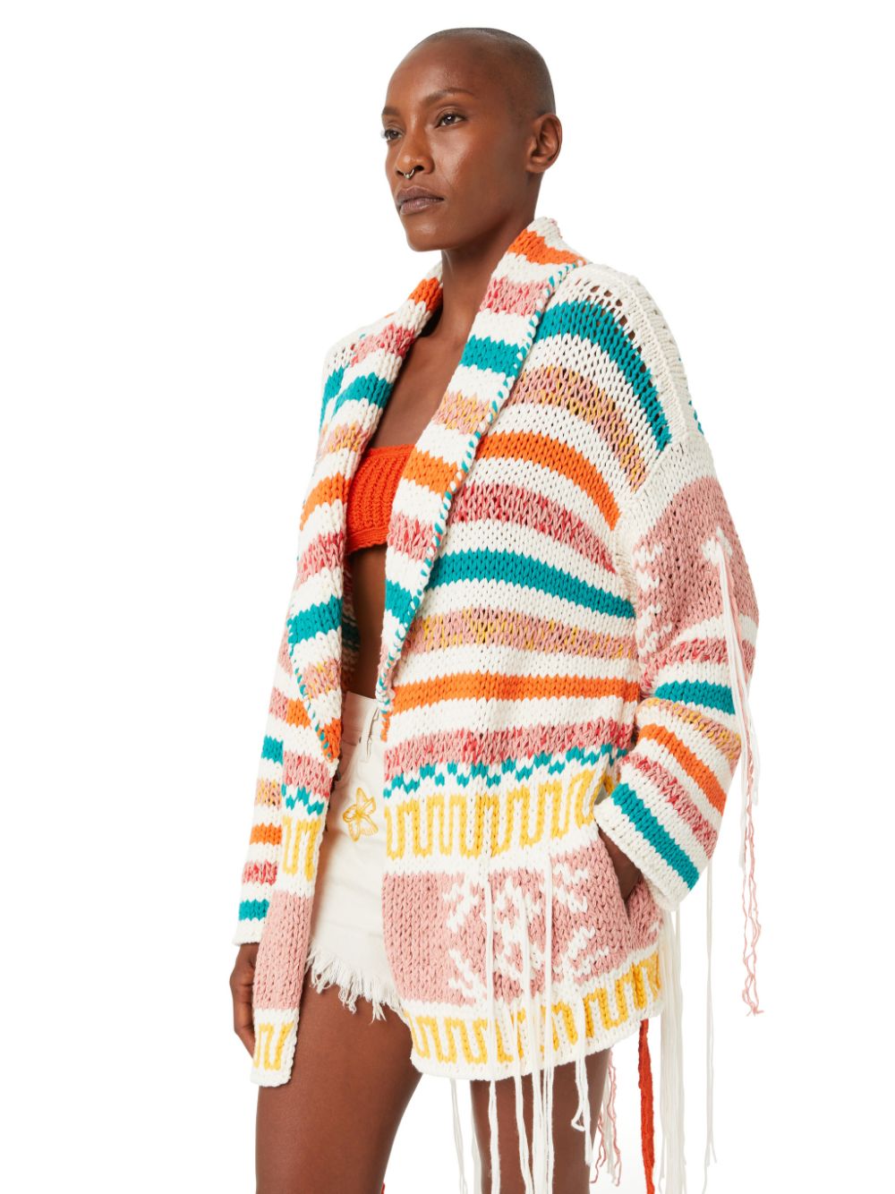 Alanui Multicolor Frayed Cardigan-Coat image 12