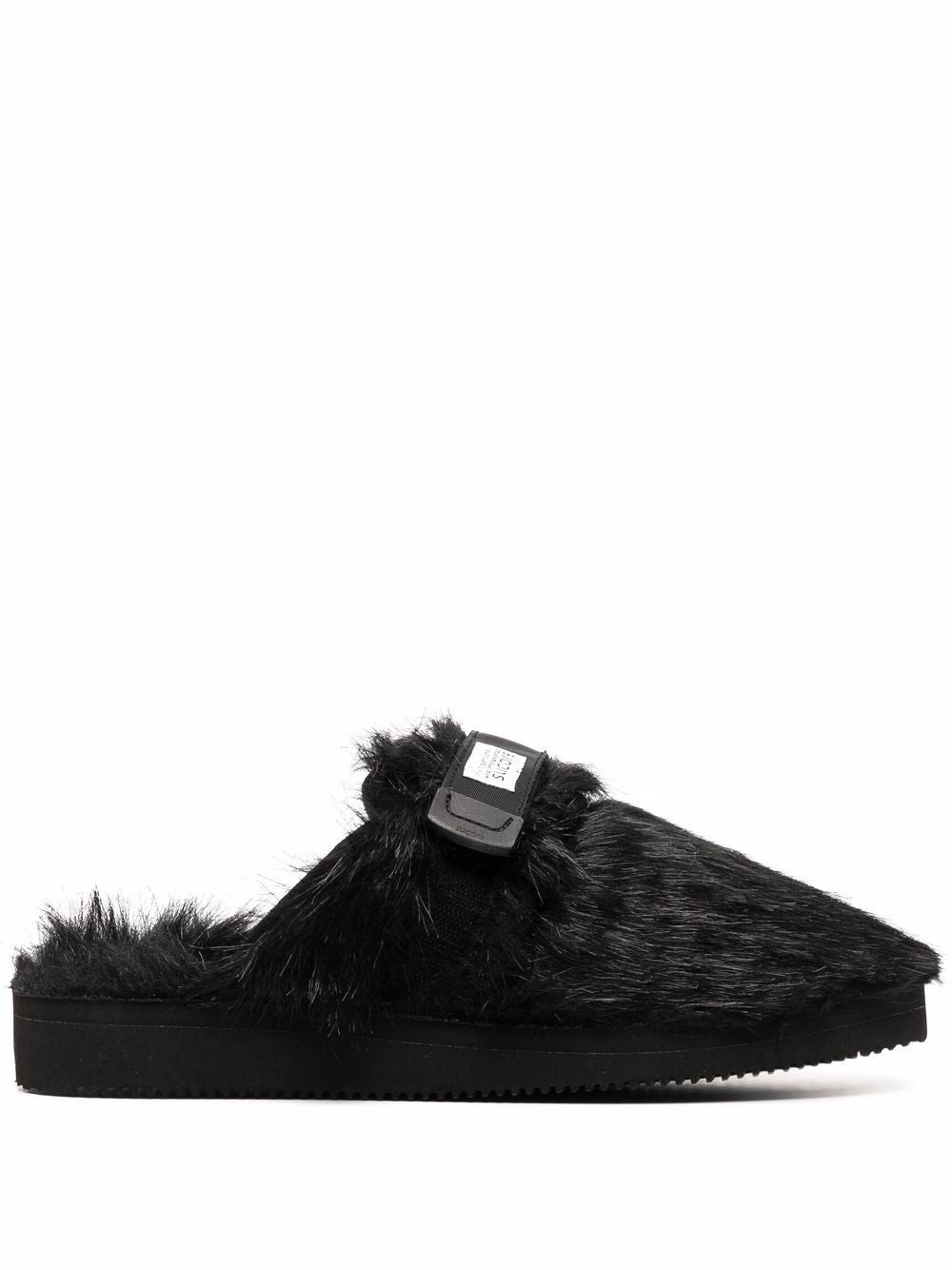 SUICOKE Zavo Textured Faux-Fur Black Sandals image 0