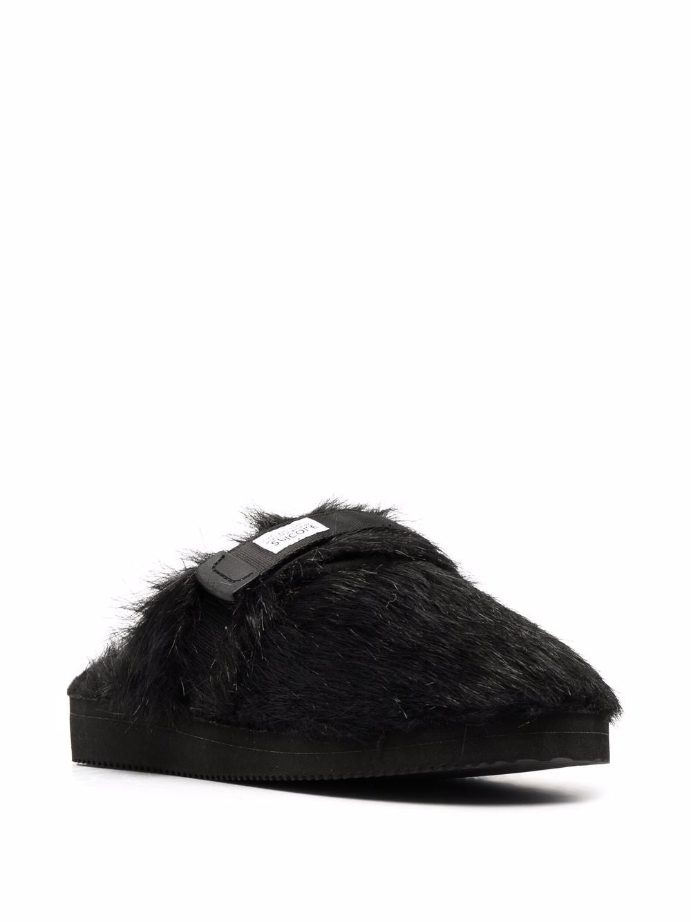 SUICOKE Zavo Textured Faux-Fur Black Sandals image 1