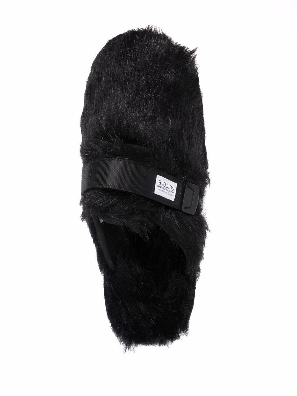 SUICOKE Zavo Textured Faux-Fur Black Sandals image 5