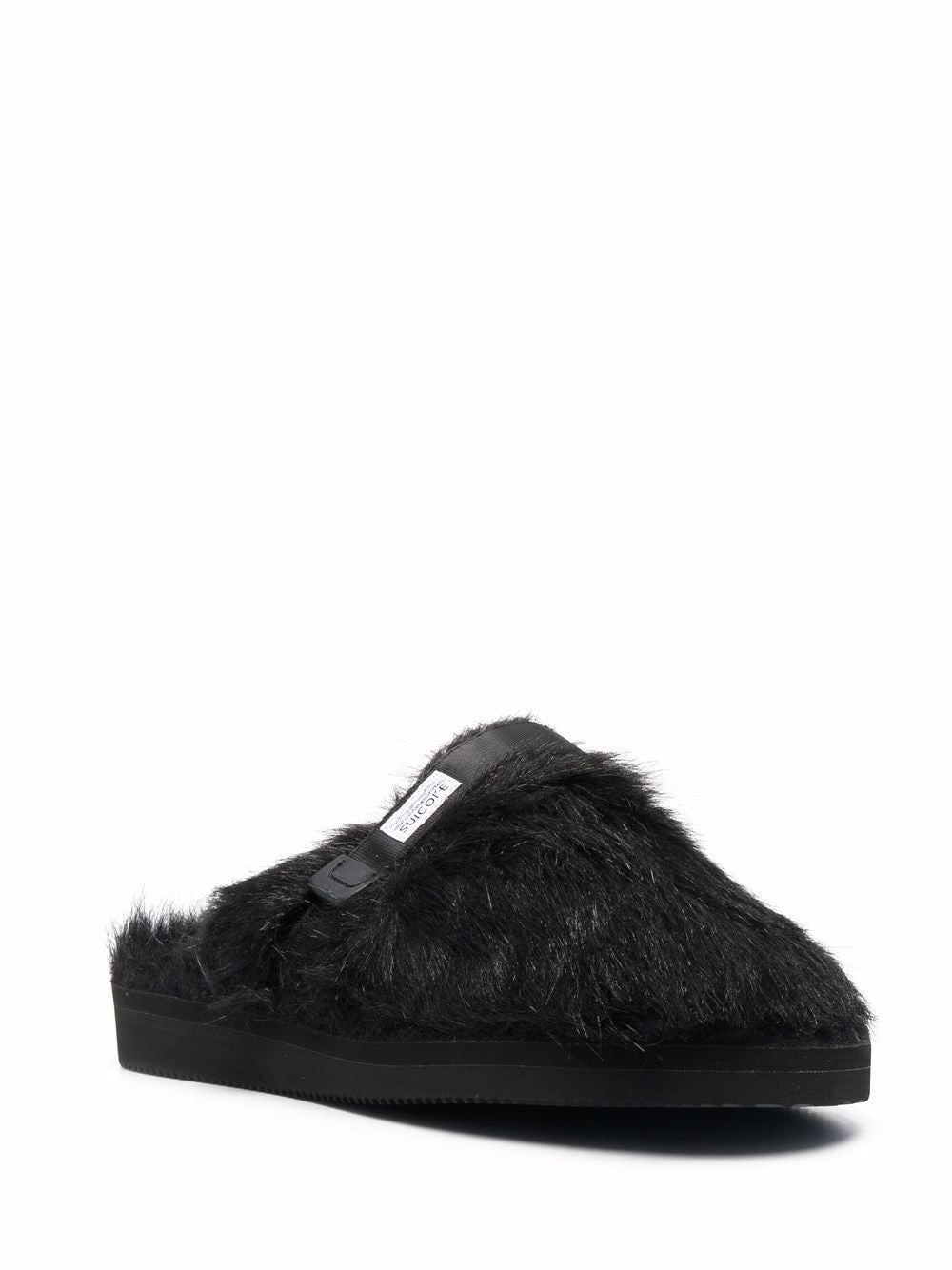 SUICOKE Zavo Textured Faux-Fur Black Sandals image 6