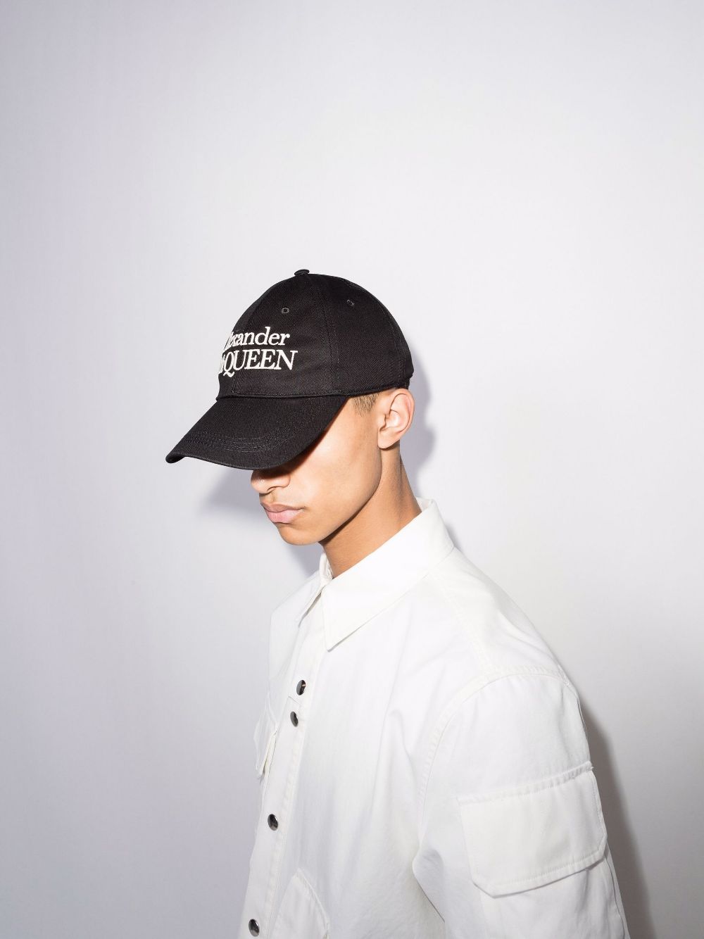 Alexander McQueen Logo-Embroidered Baseball Cap - Black/Ivory image 1