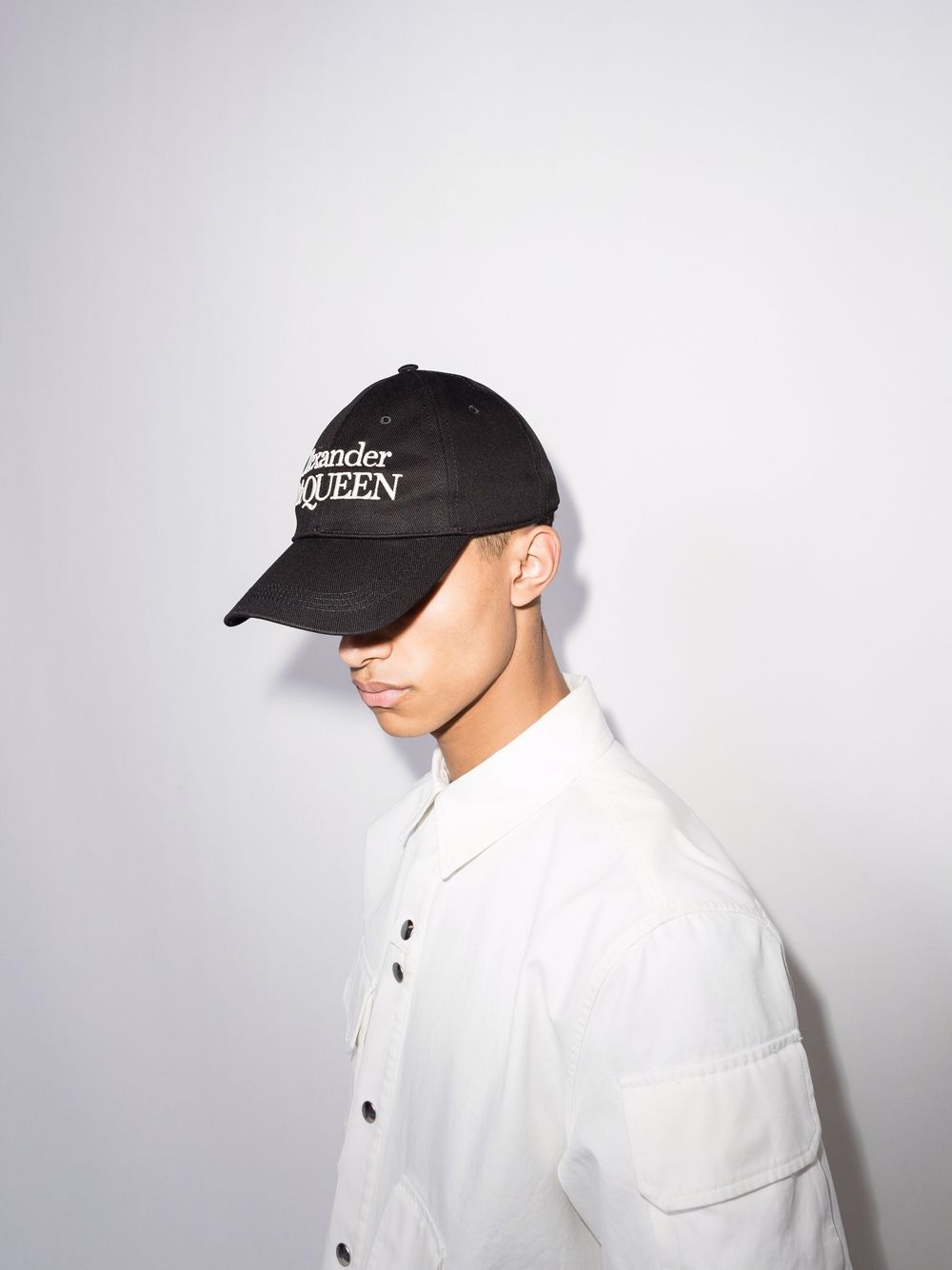 Alexander McQueen Logo-Embroidered Baseball Cap - Black/Ivory image 8