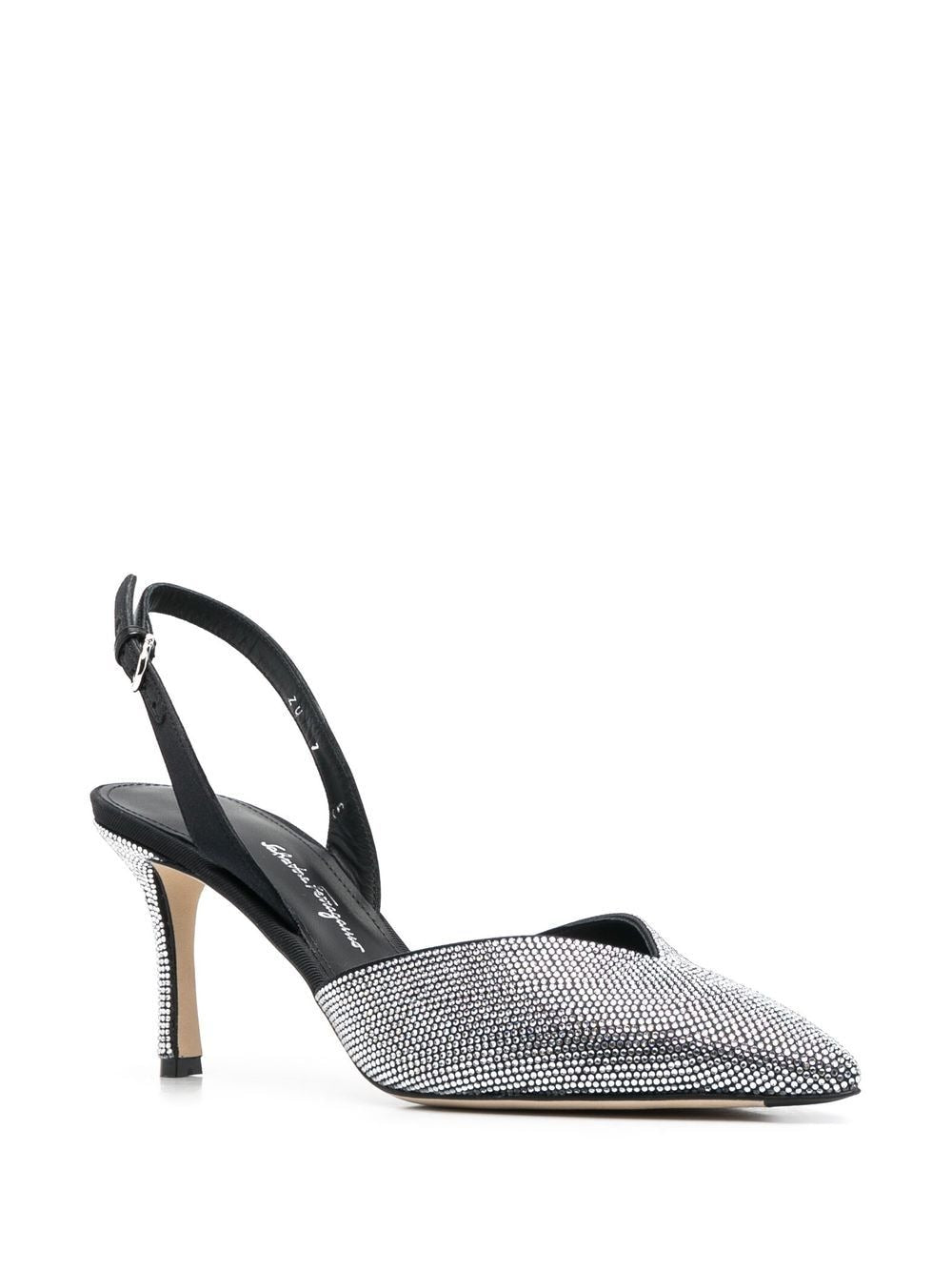 Salvatore Ferragamo Ileen Black Leather Slingback Pumps with Rhinestone Embellishment image 1