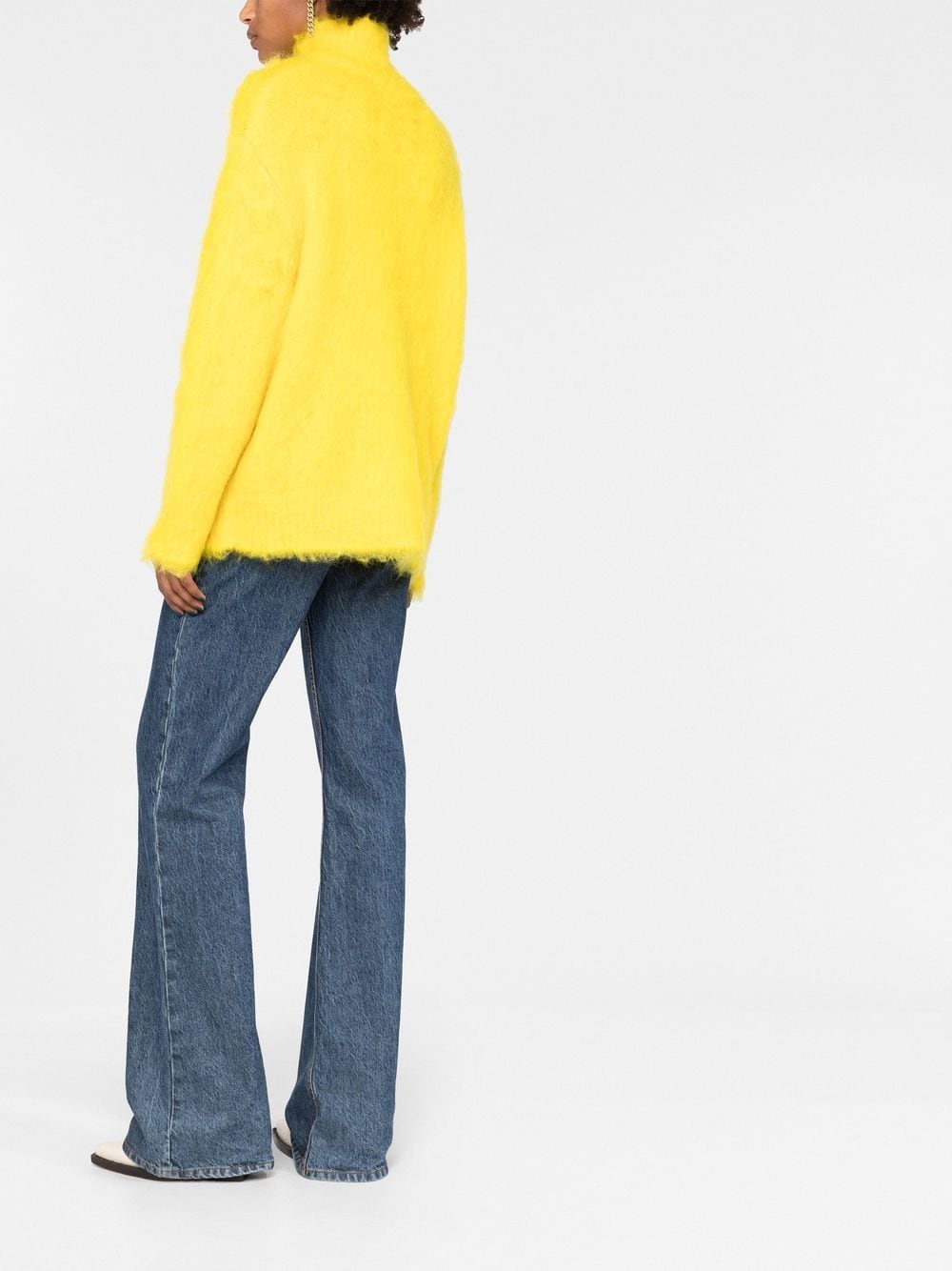 Etro Yellow Mohair-Wool Blend Roll Neck Jumper with Embroidered Logo image 1