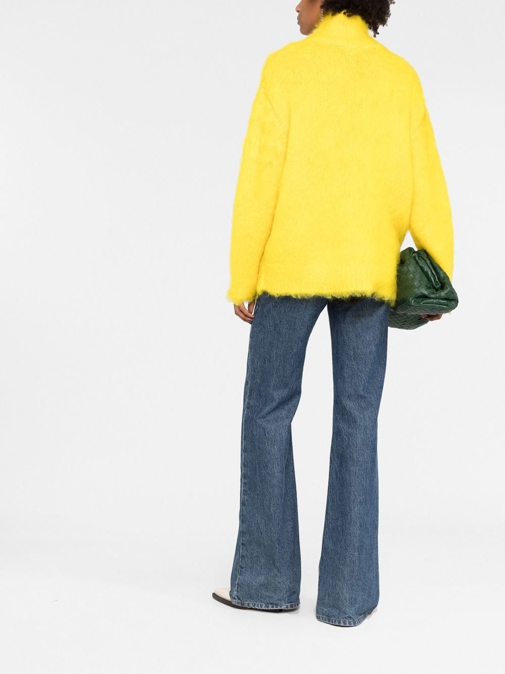 Etro Yellow Mohair-Wool Blend Roll Neck Jumper with Embroidered Logo image 3