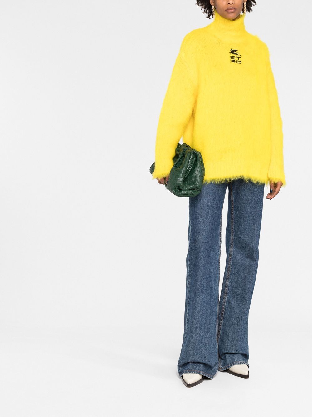 Etro Yellow Mohair-Wool Blend Roll Neck Jumper with Embroidered Logo image 5