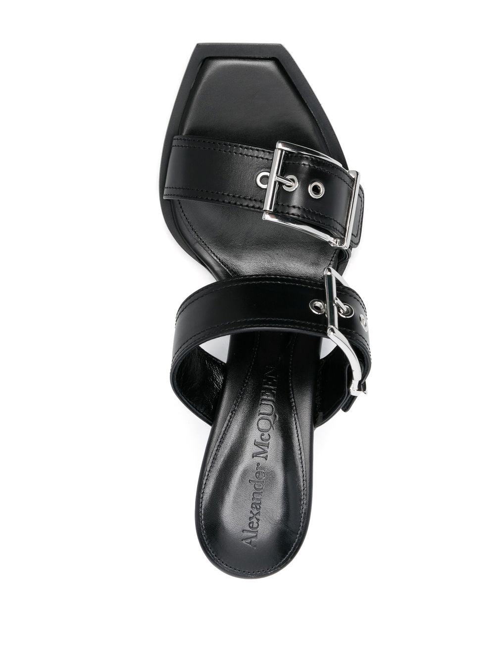 Alexander McQueen Black Leather Buckled Mules image 3