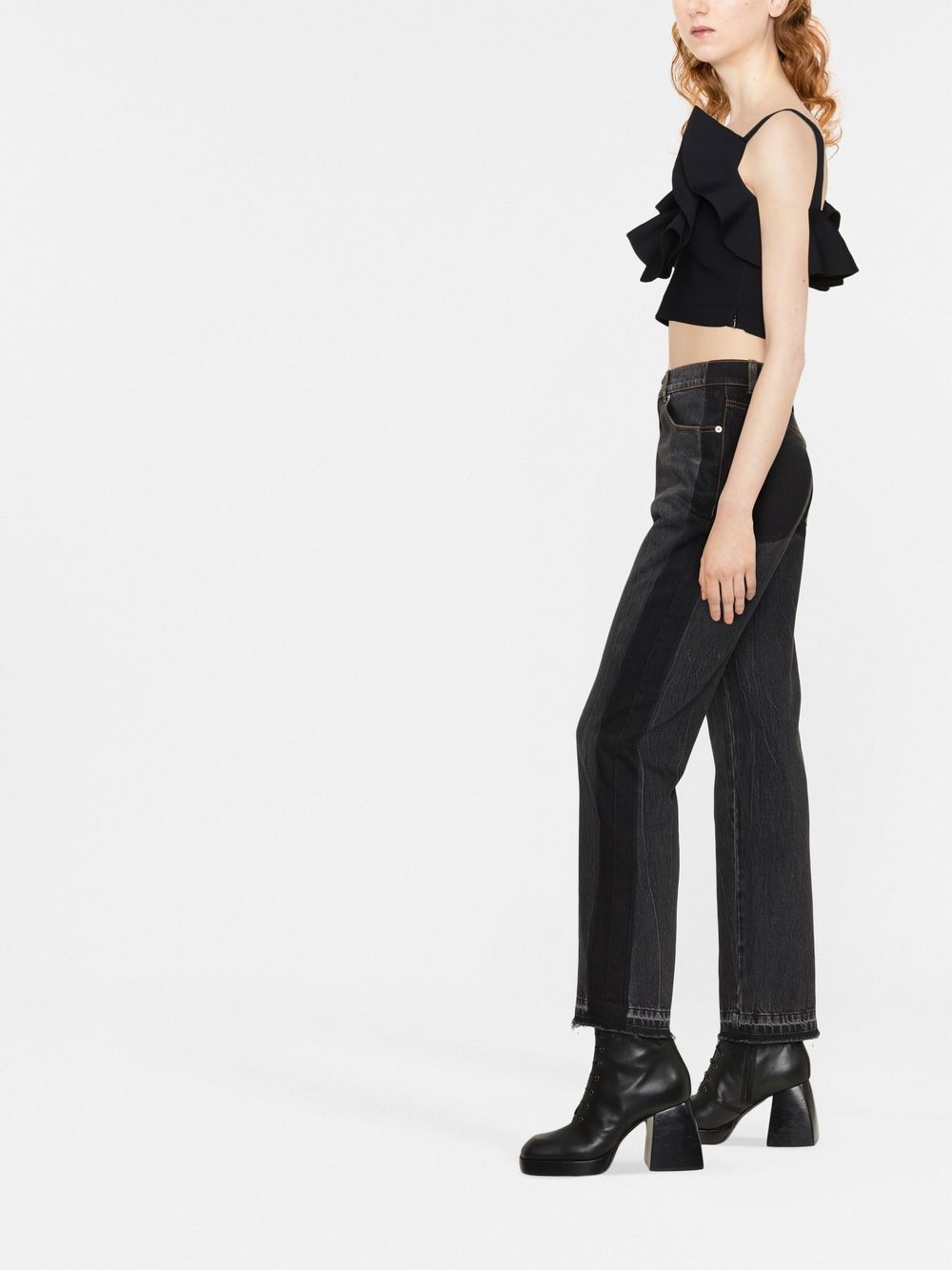 Alexander McQueen Black Frilled Cropped Top image 1