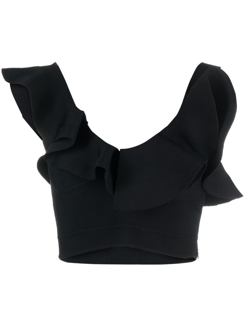 Alexander McQueen Black Frilled Cropped Top image 0