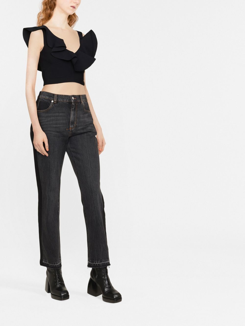 Alexander McQueen Black Frilled Cropped Top image 2