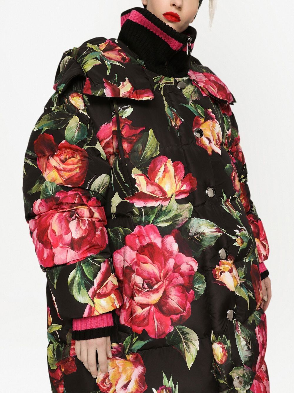 Dolce & Gabbana Floral Print Down Jacket - Black image 1