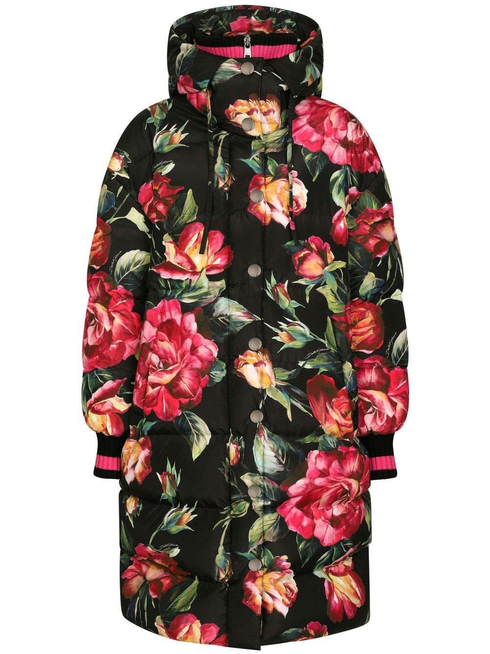 Dolce & Gabbana Floral Print Down Jacket - Black image 0